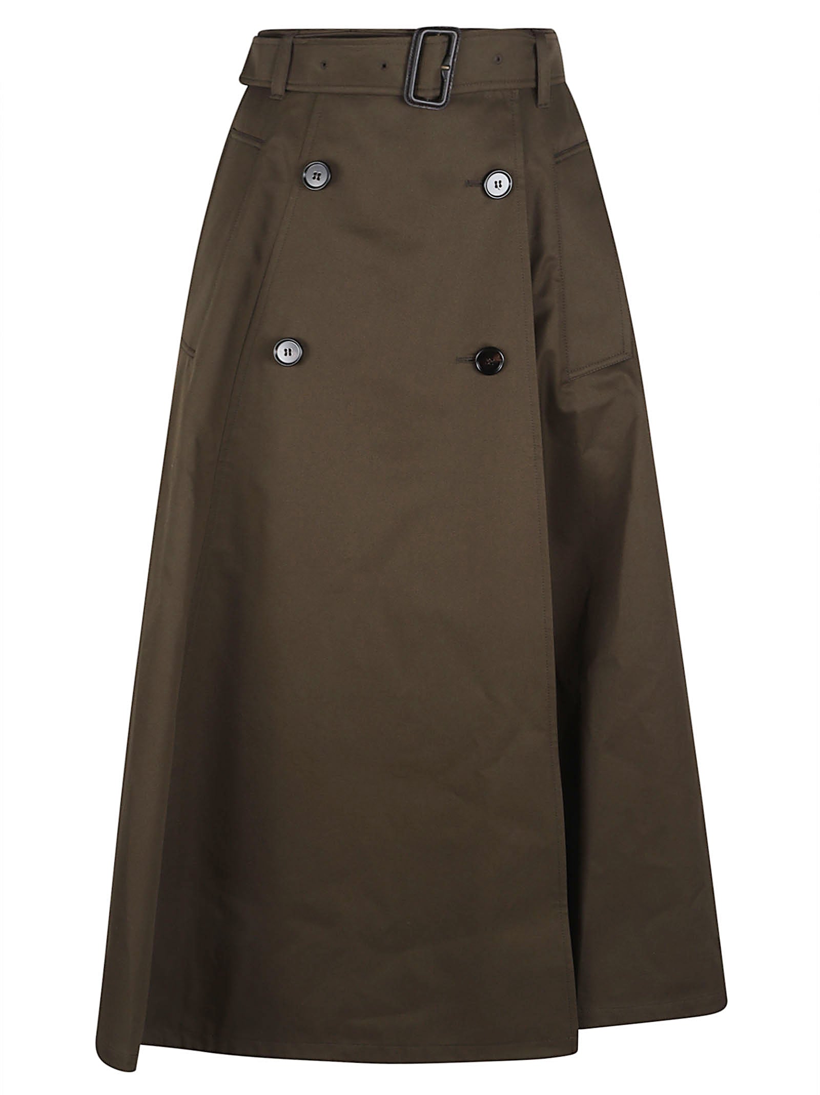 High-Waisted A-Line Skirt with Wrap Closure and Belt