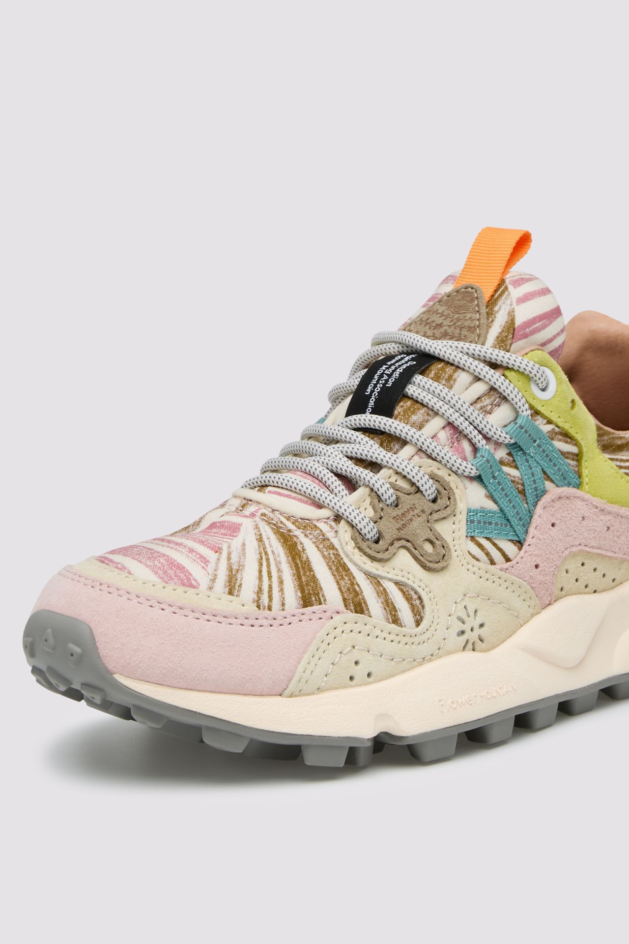 Multi-Textured Sneakers with Floral and Striped Accents