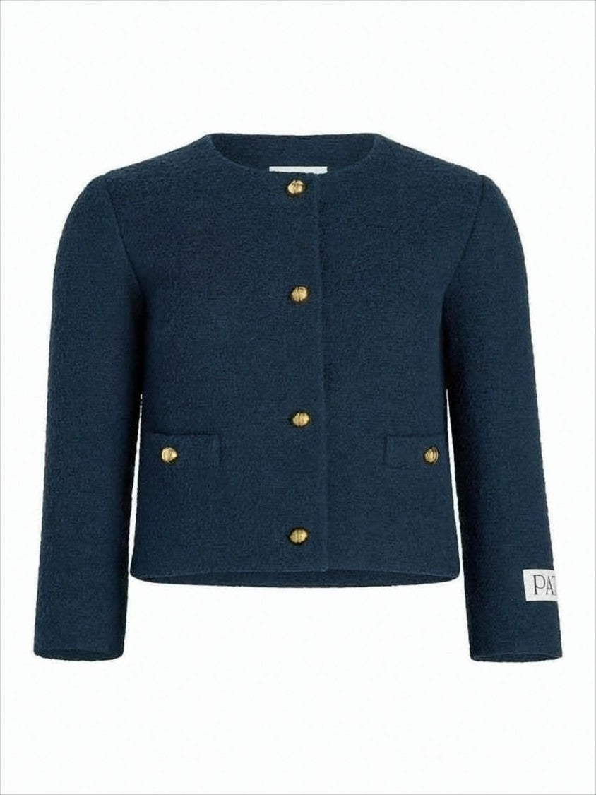 Boxy Cropped Jacket with Textured Fabric