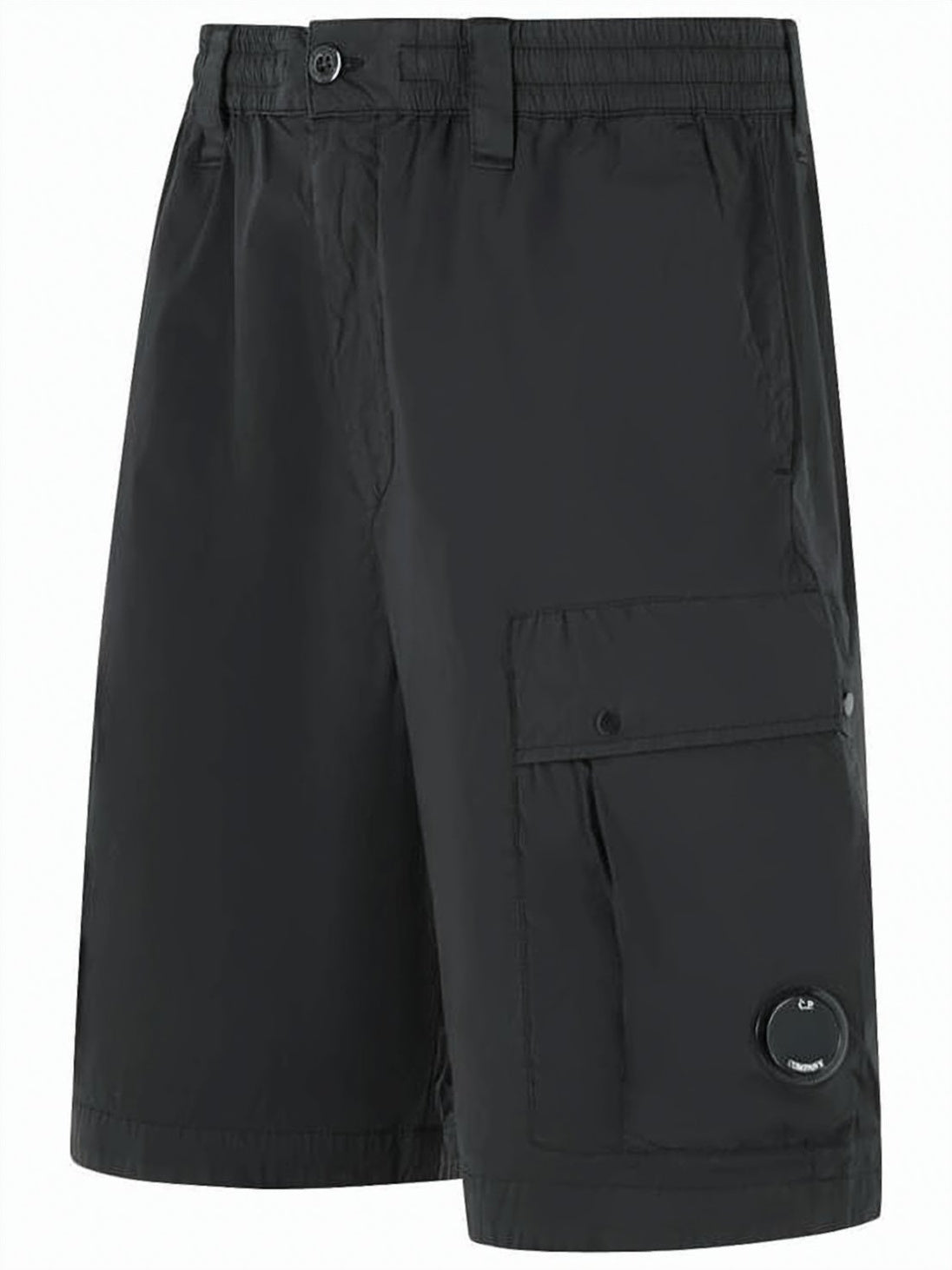 Shorts with Elastic Waistband and Flap Pocket