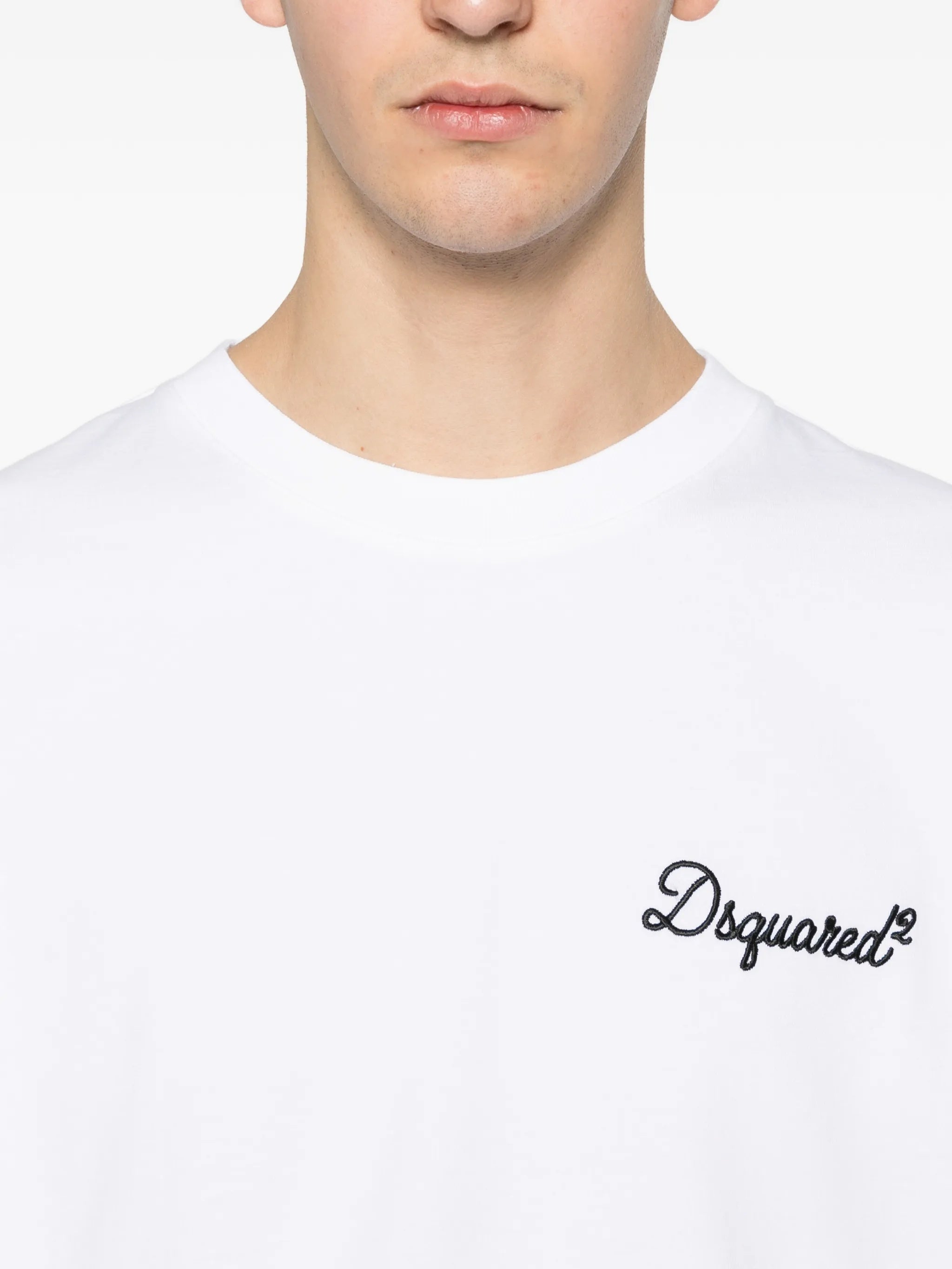 White Short-Sleeve Embroidered Logo T-Shirt