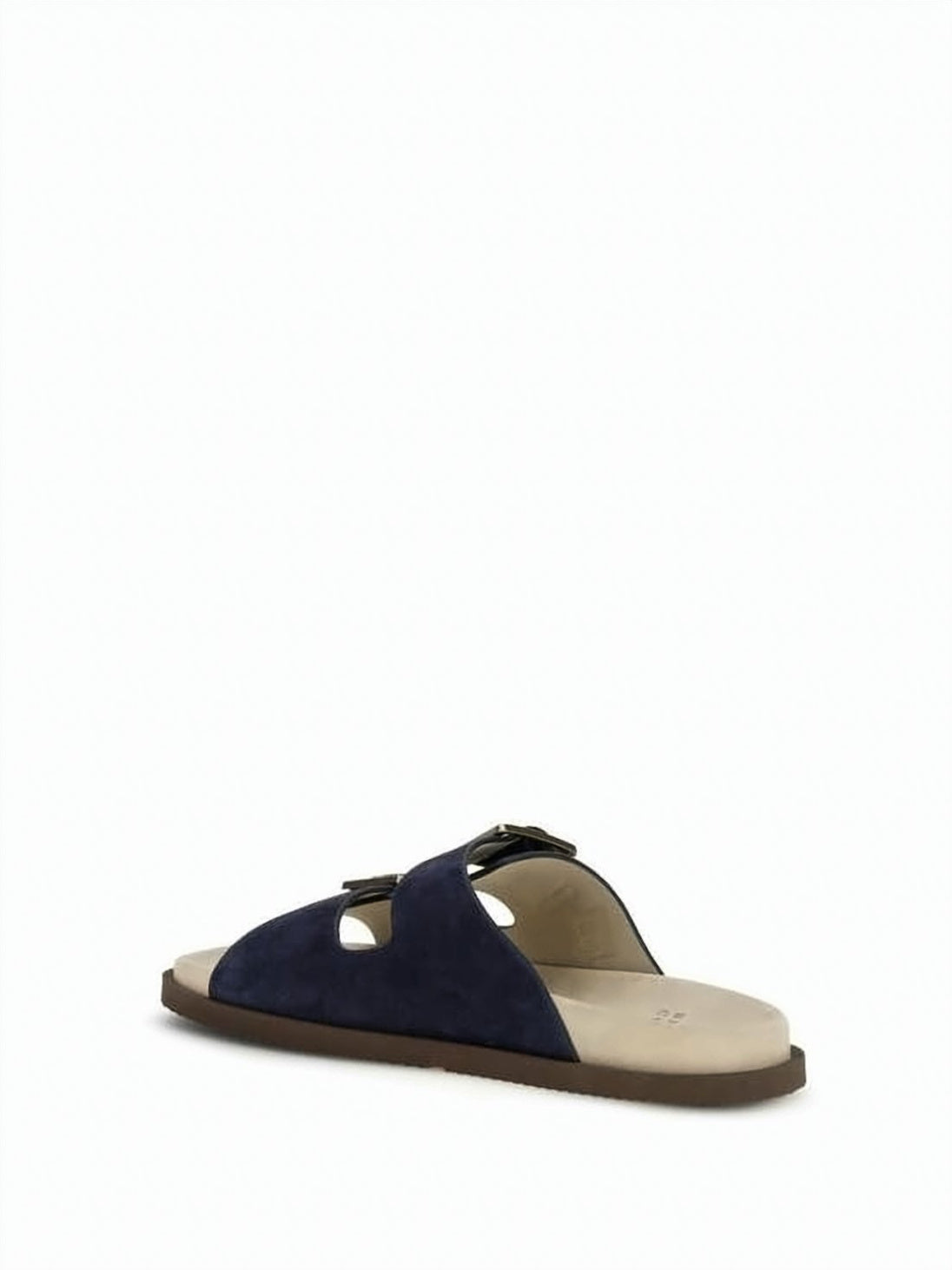 Suede Sandal with Metallic Buckles
