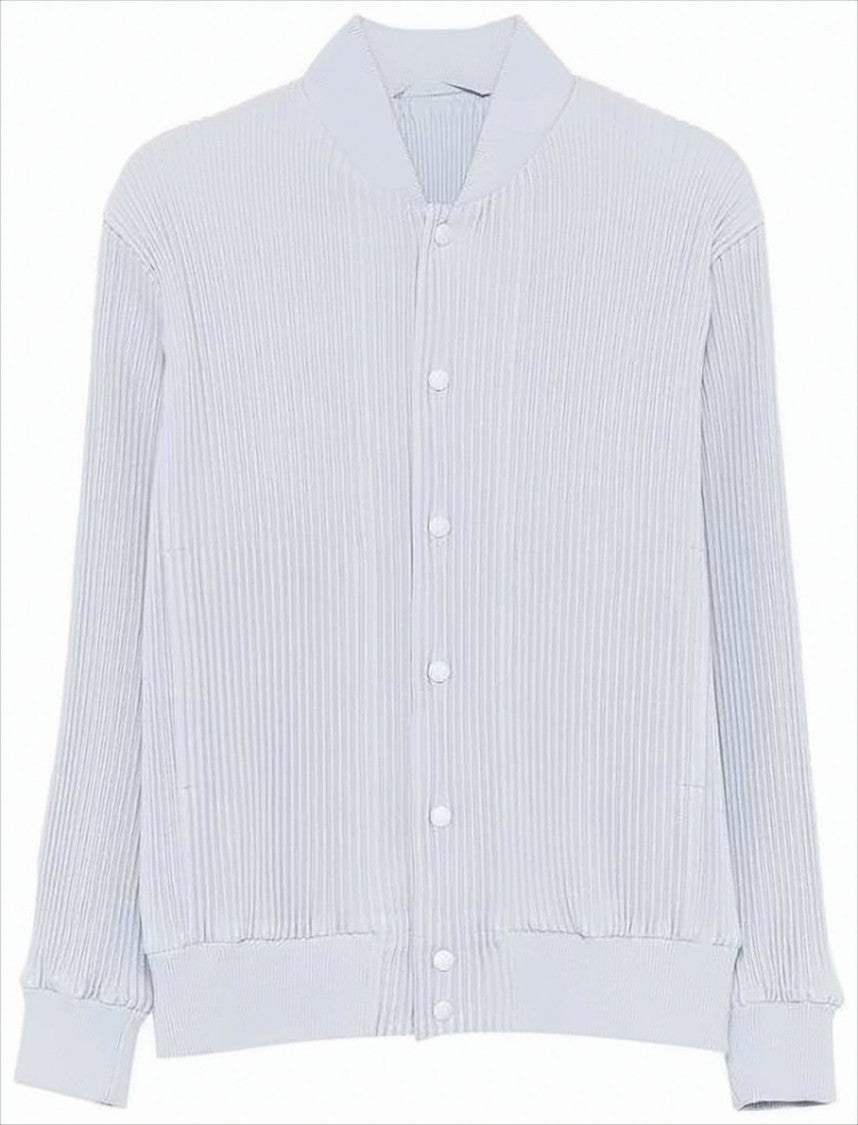 Pleated Texture Bomber Jacket With Minimalist Design
