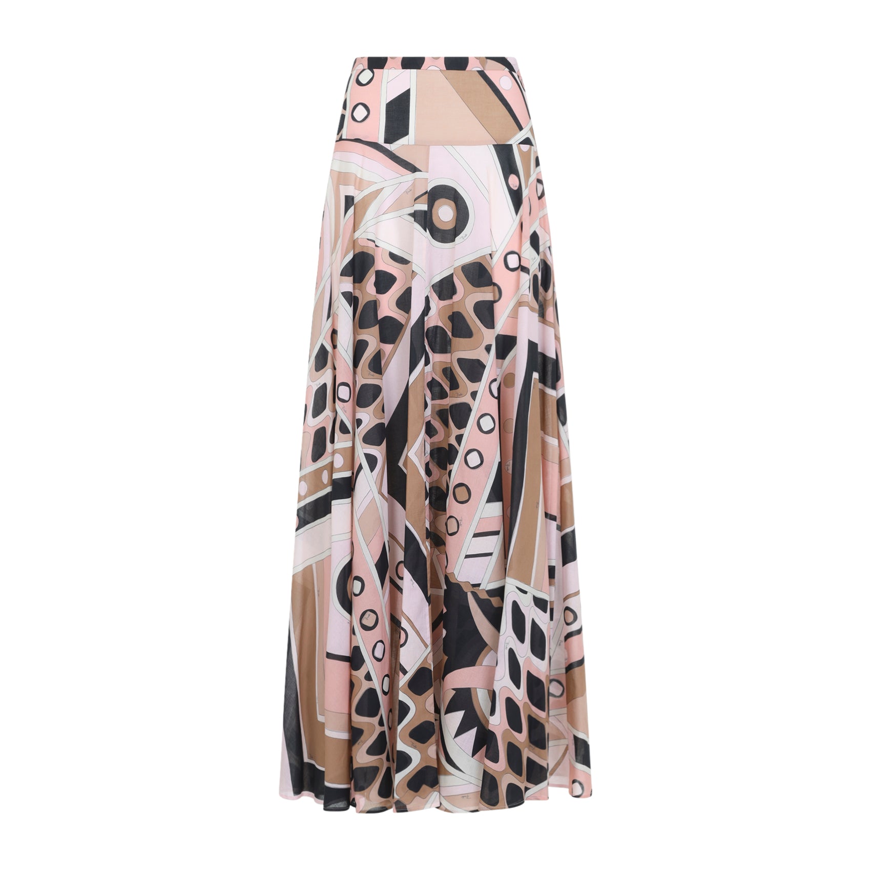 Long Multicolor Geometric Print Maxi Skirt