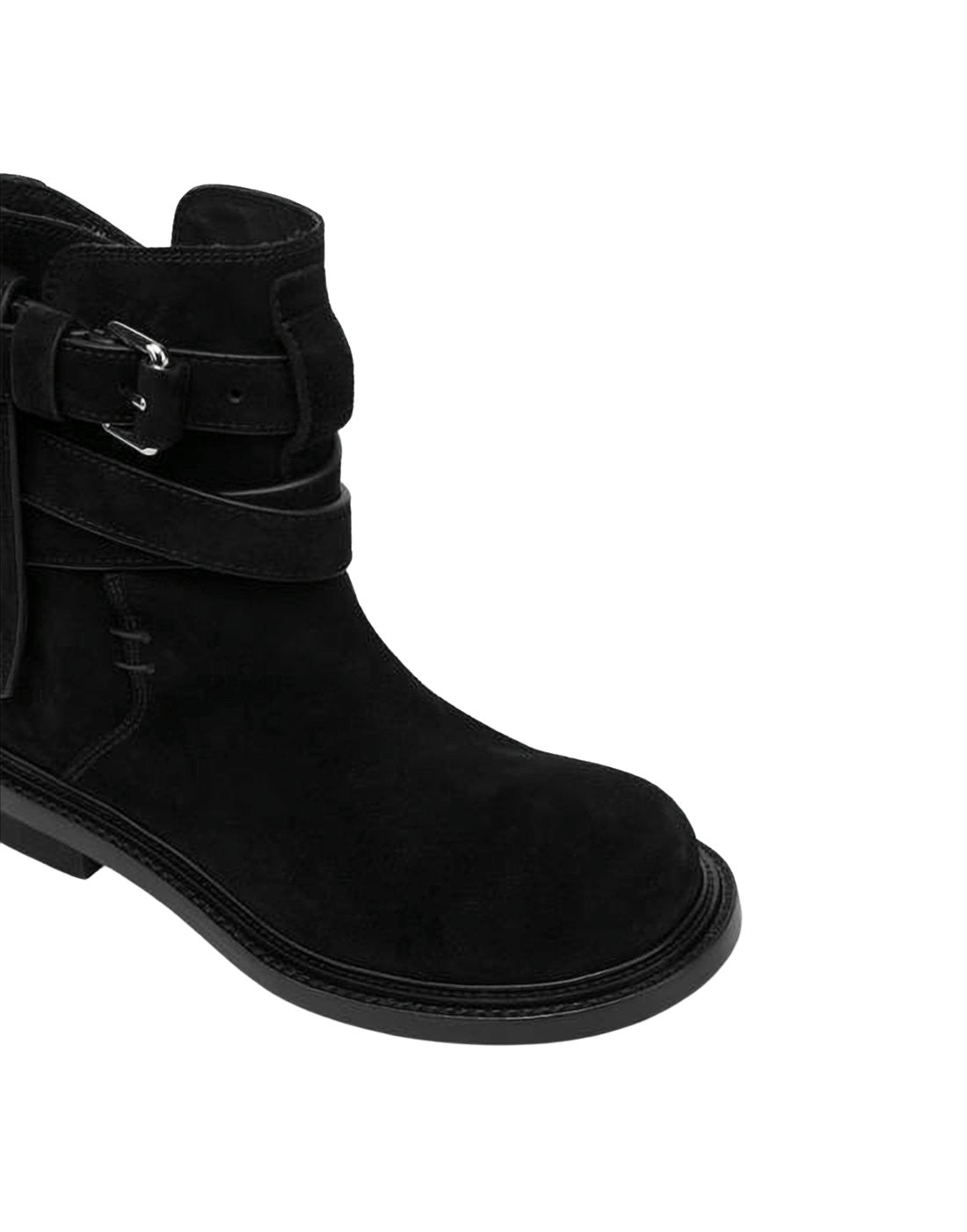 Calf Leather Ankle Boots with Decorative Straps