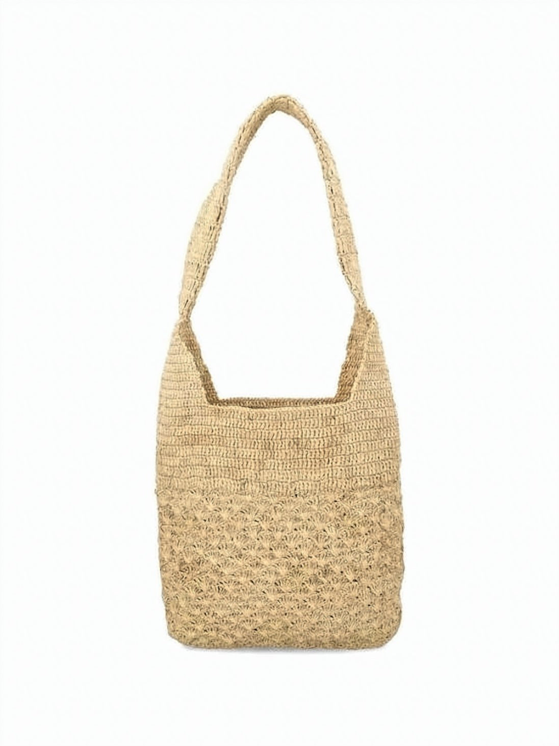 Woven Raffia Shoulder Bag with Embroidered Detailing