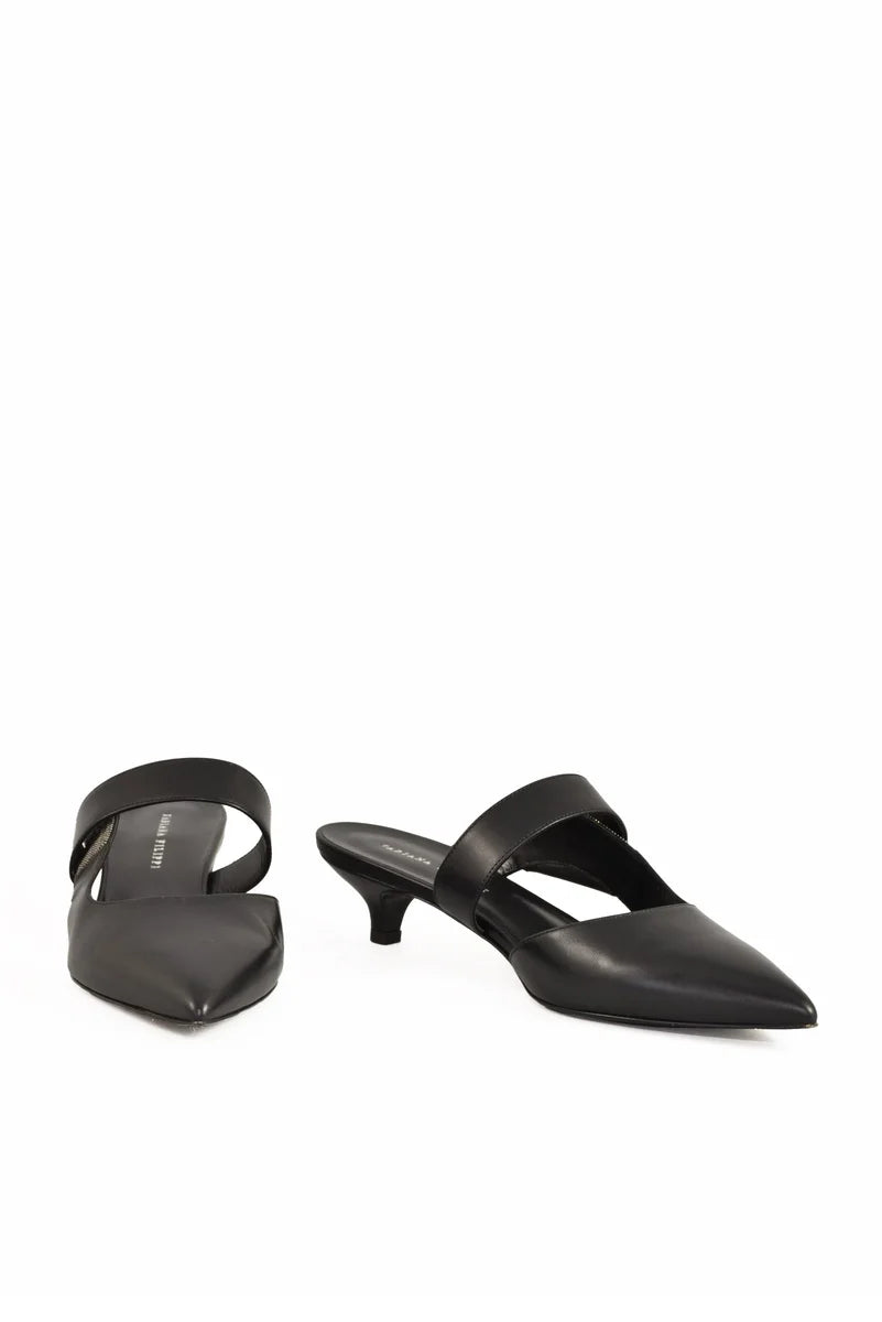 Leather Mule Heel 5cm - Black