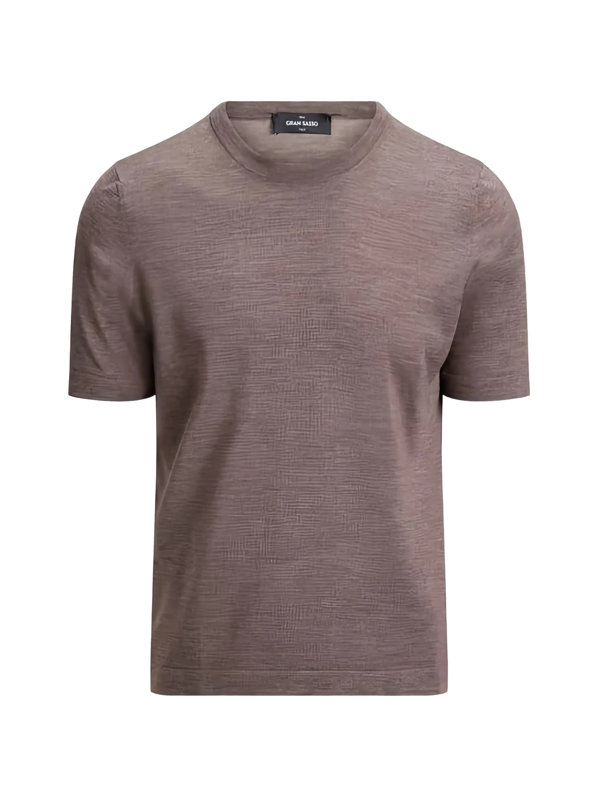 Paricollo Short-Sleeved Textured Crew Neck Top