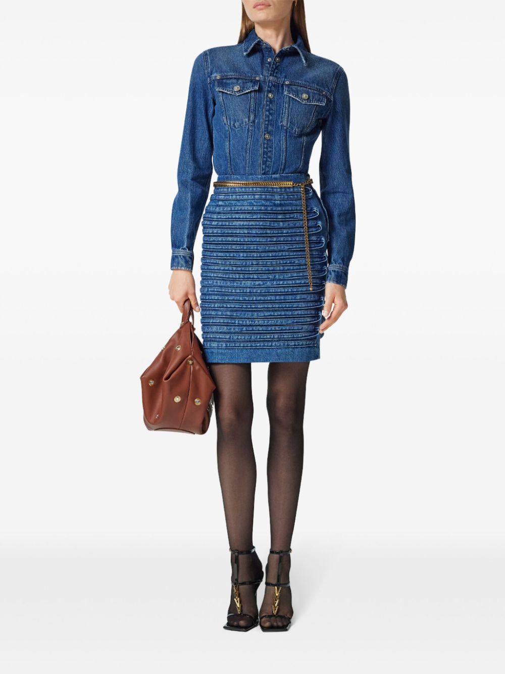 High-Waisted Indigo Blue Denim Skirt