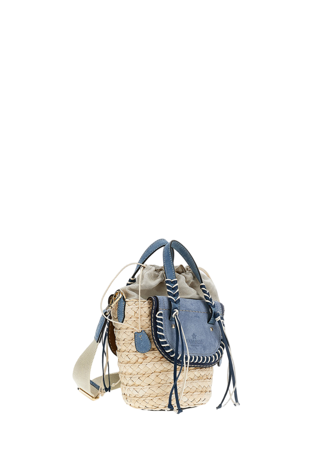 Light Blue Habanera Raffia Suede Handbag