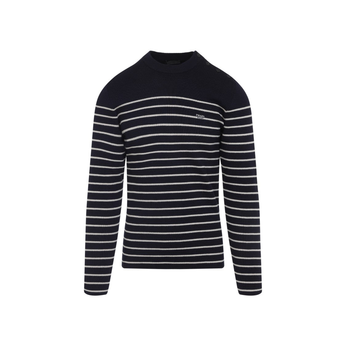 Round Neck Blue Striped Sweater