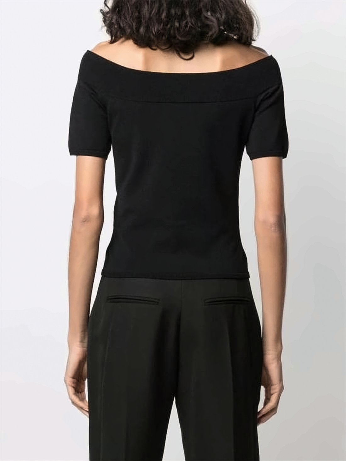 Off-the-Shoulder Cropped Top with Ribbed Neckline