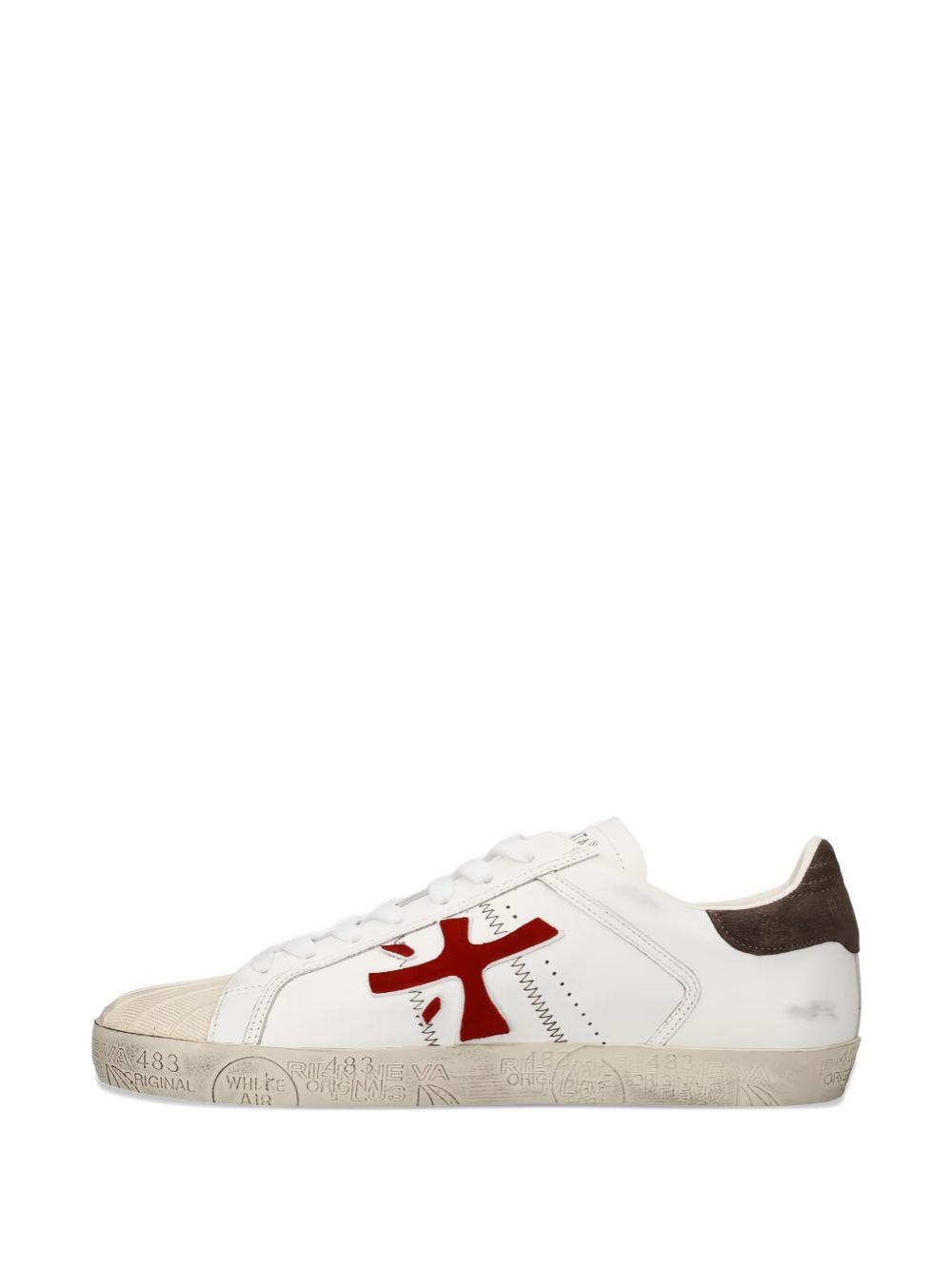 Distressed Leather Lace-Up Sneakers
