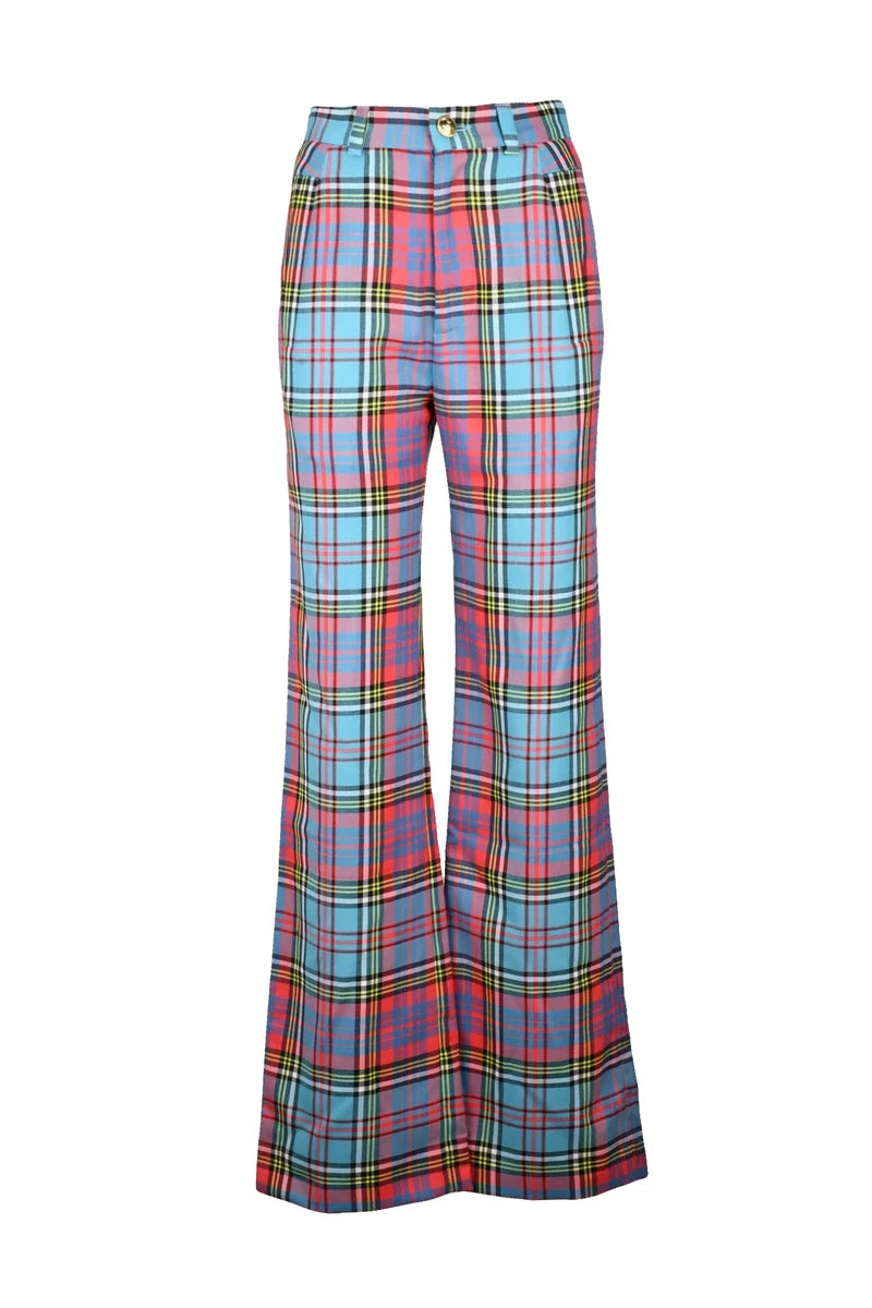 Virgin Wool Trousers - Blue/Red