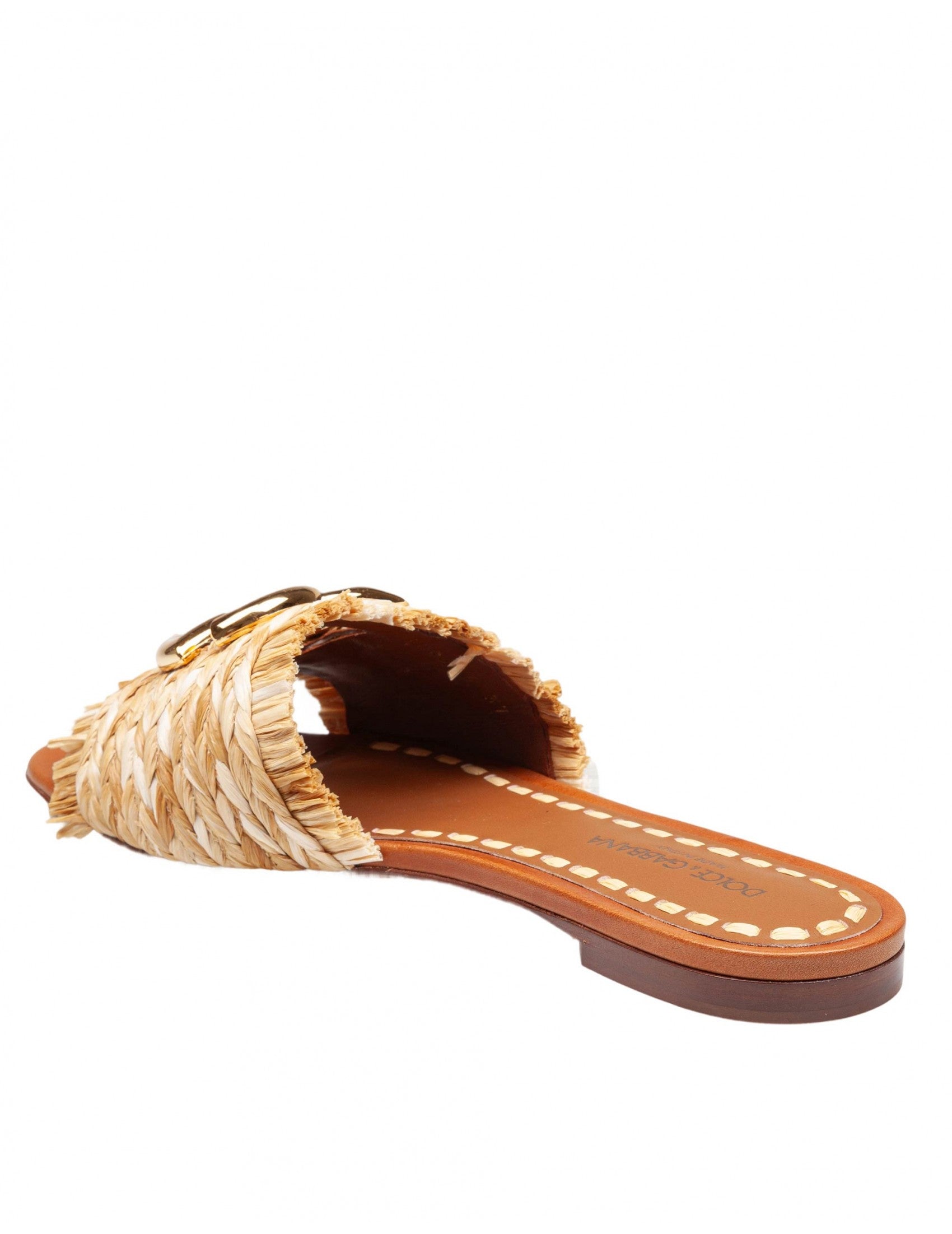 Raffia Slipper With Fringed Edges