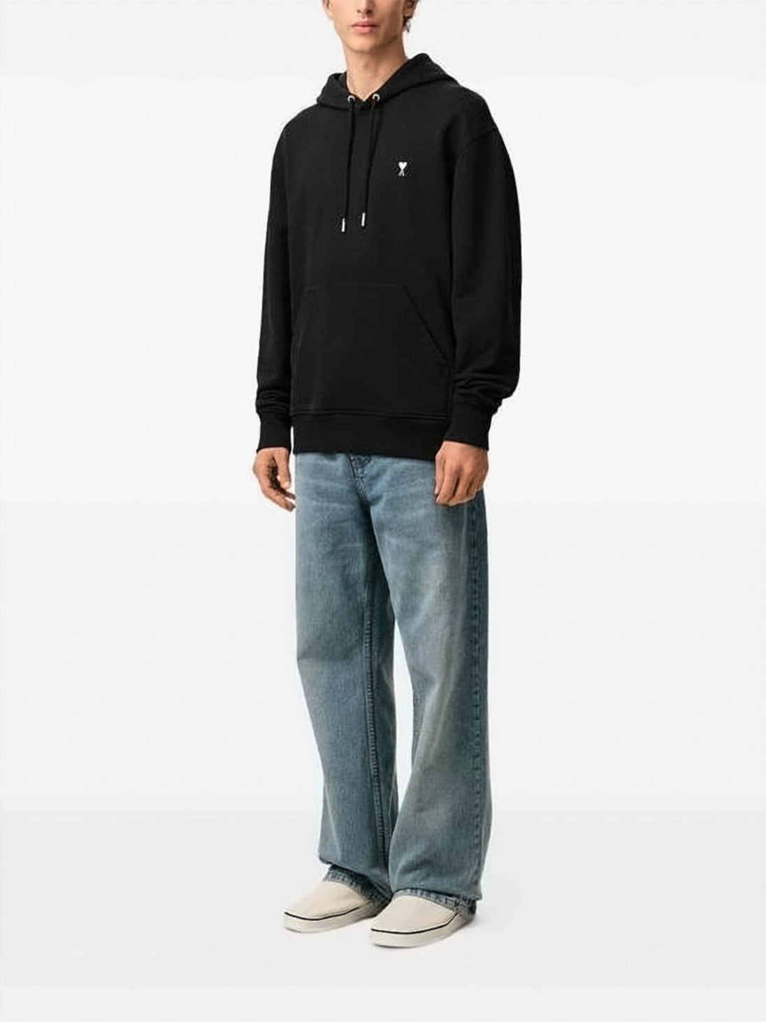 Black Pullover Hoodie with Heart Logo