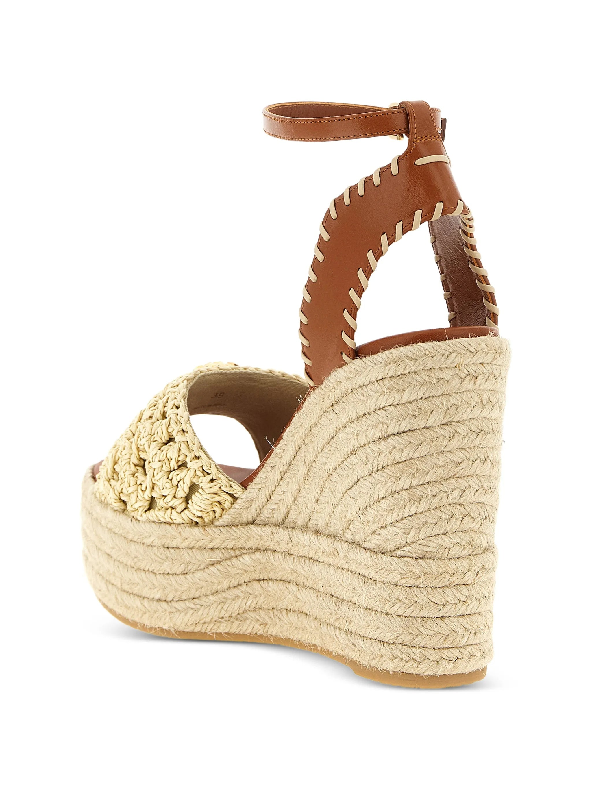 Braided Jute Platform Wedge Leather Sandals