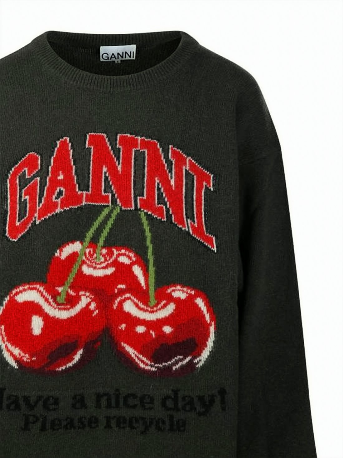 Graphic Knit Sweater with Cherry Motif