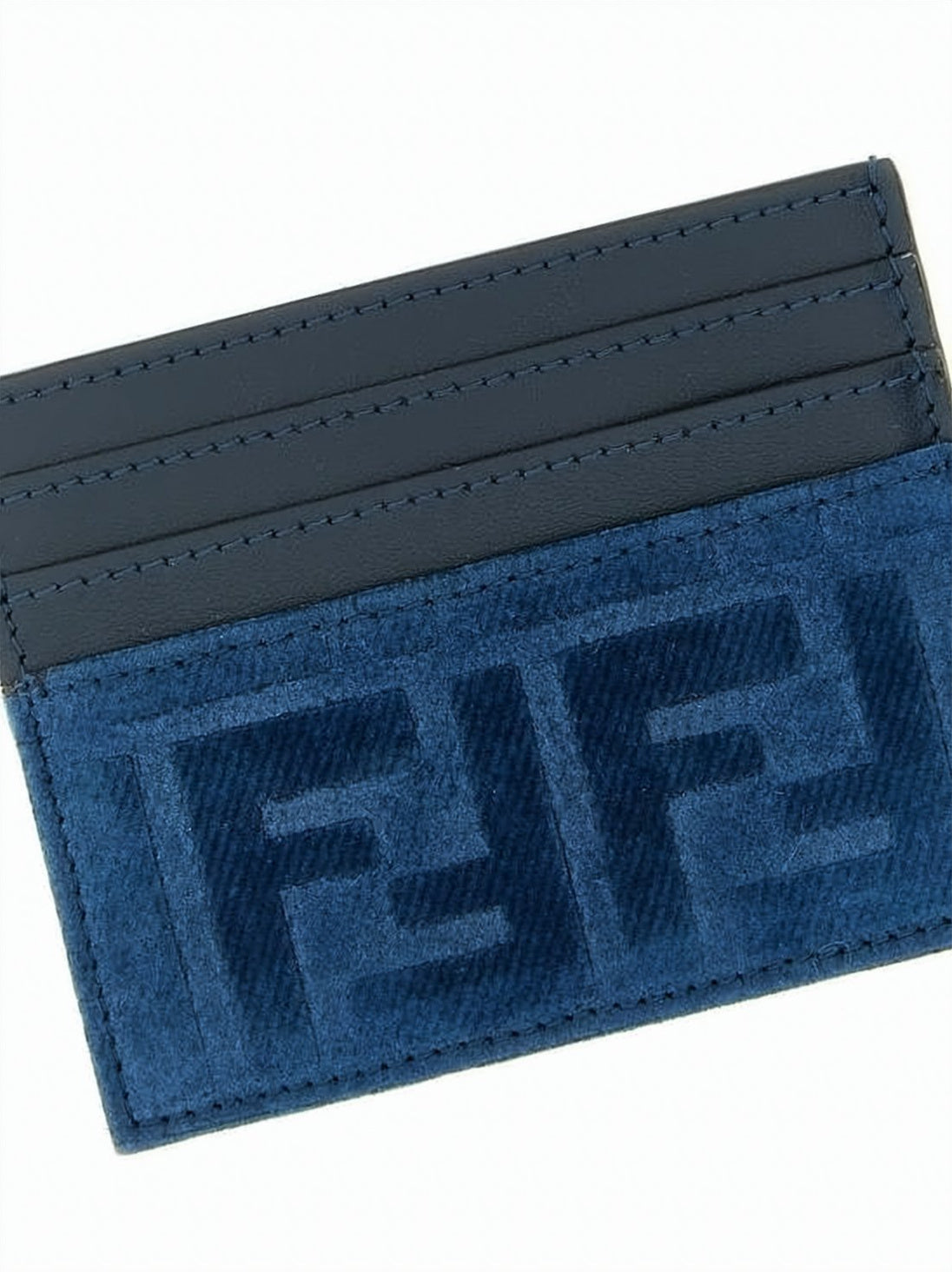 Blue Fabric Leather Patterned Cardholder