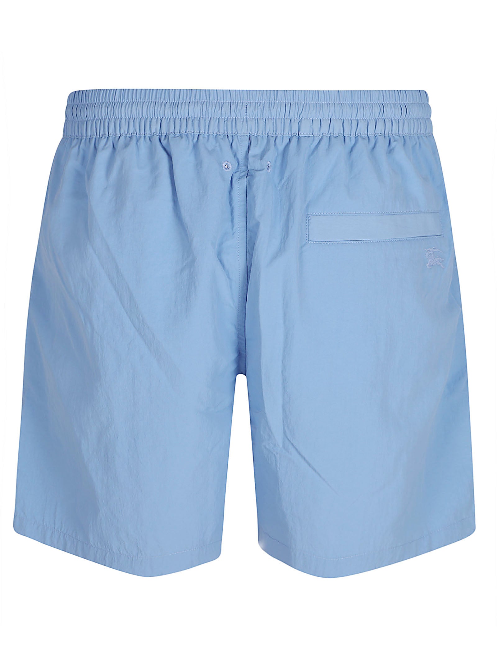 Light Blue Swim Shorts with Adjustable Waist and Equestrian Detail