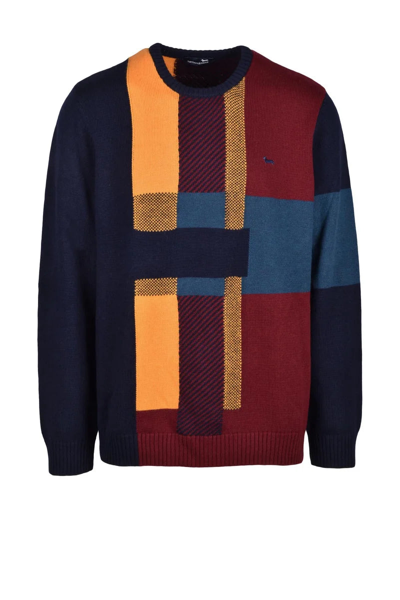 Blue/Bordeaux Wool Polyamide Acrylic Men's Sweater