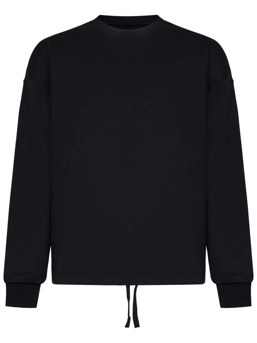 Relaxed Fit Black Sweater With Drawstring Hem