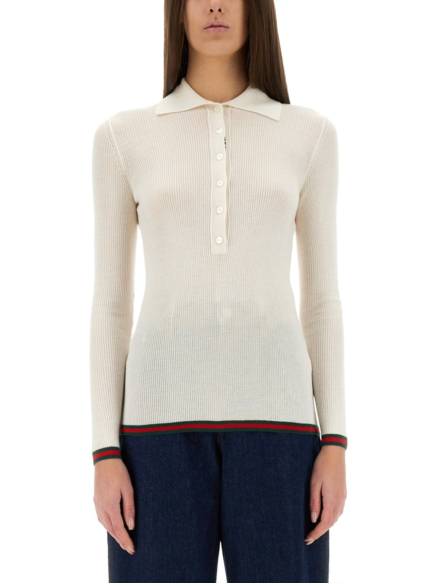 Cashmere and Silk Polo Shirt with Classic Collar