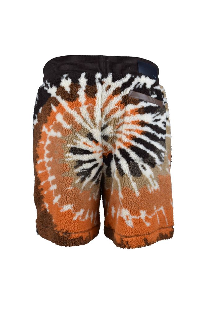 Szorty z polaru z efektem tie-dye i sznurkiem w pasie