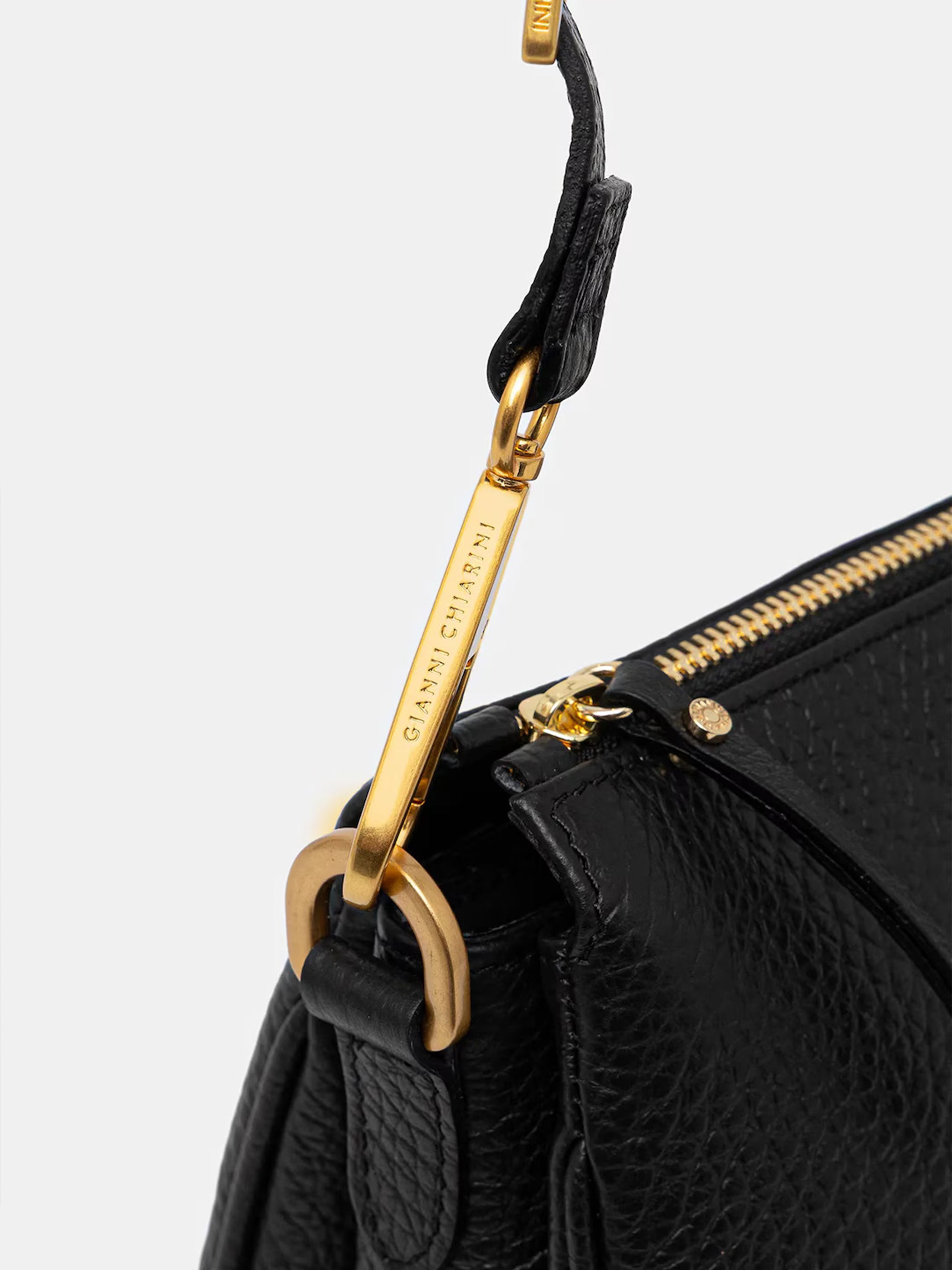 Brooke Rectangular Black Textured Leather Bag