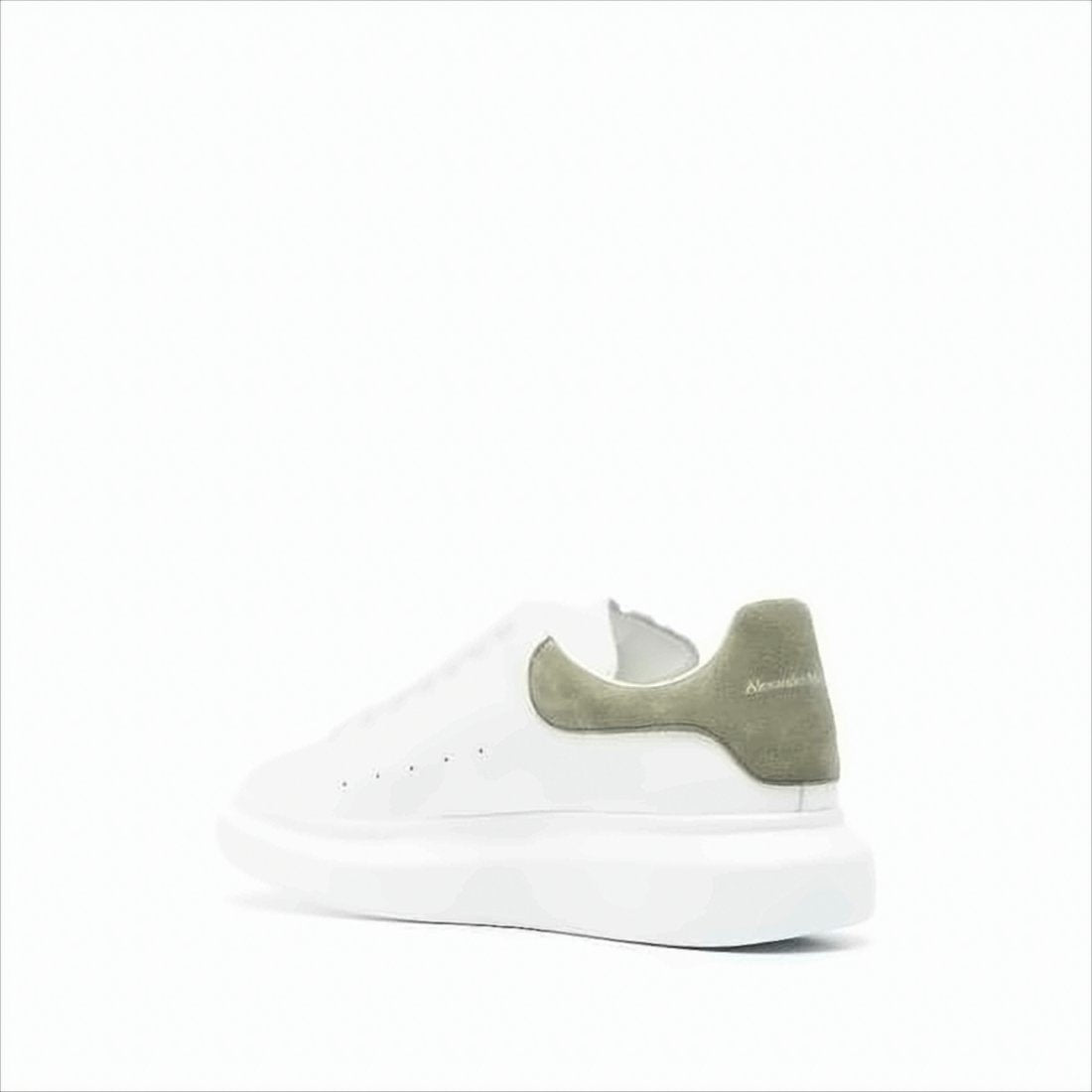 Oversized White Leather Sneakers with Suede Heel Tab