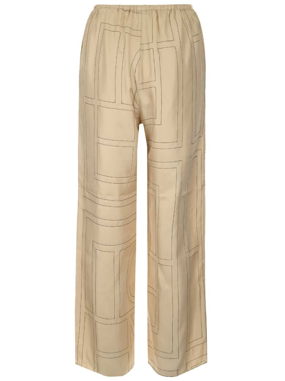 Cropped Silk Pajama Bottoms with Subtle Monogram Pattern