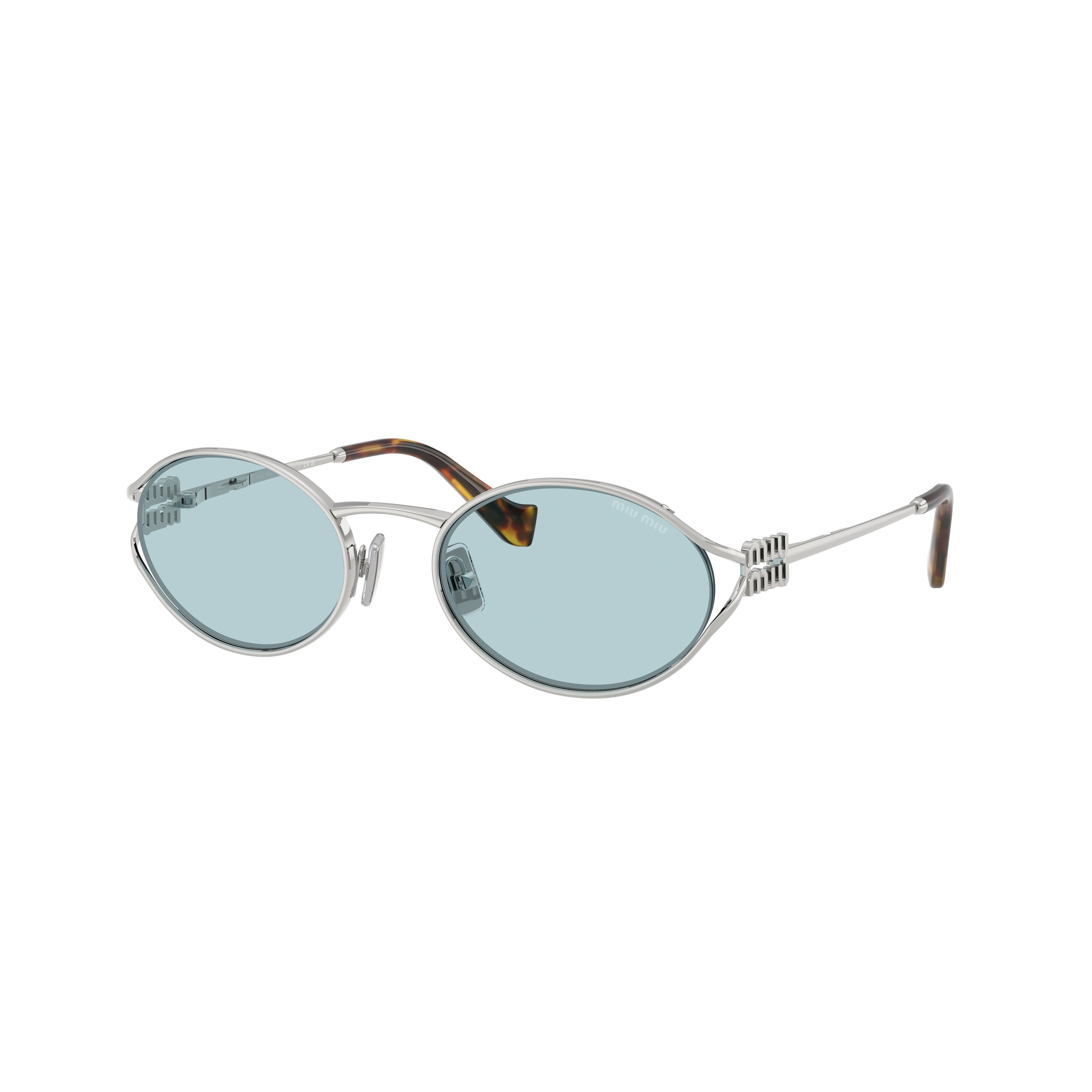 0mu 52ys Oval Blue-Tinted Sunglasses
