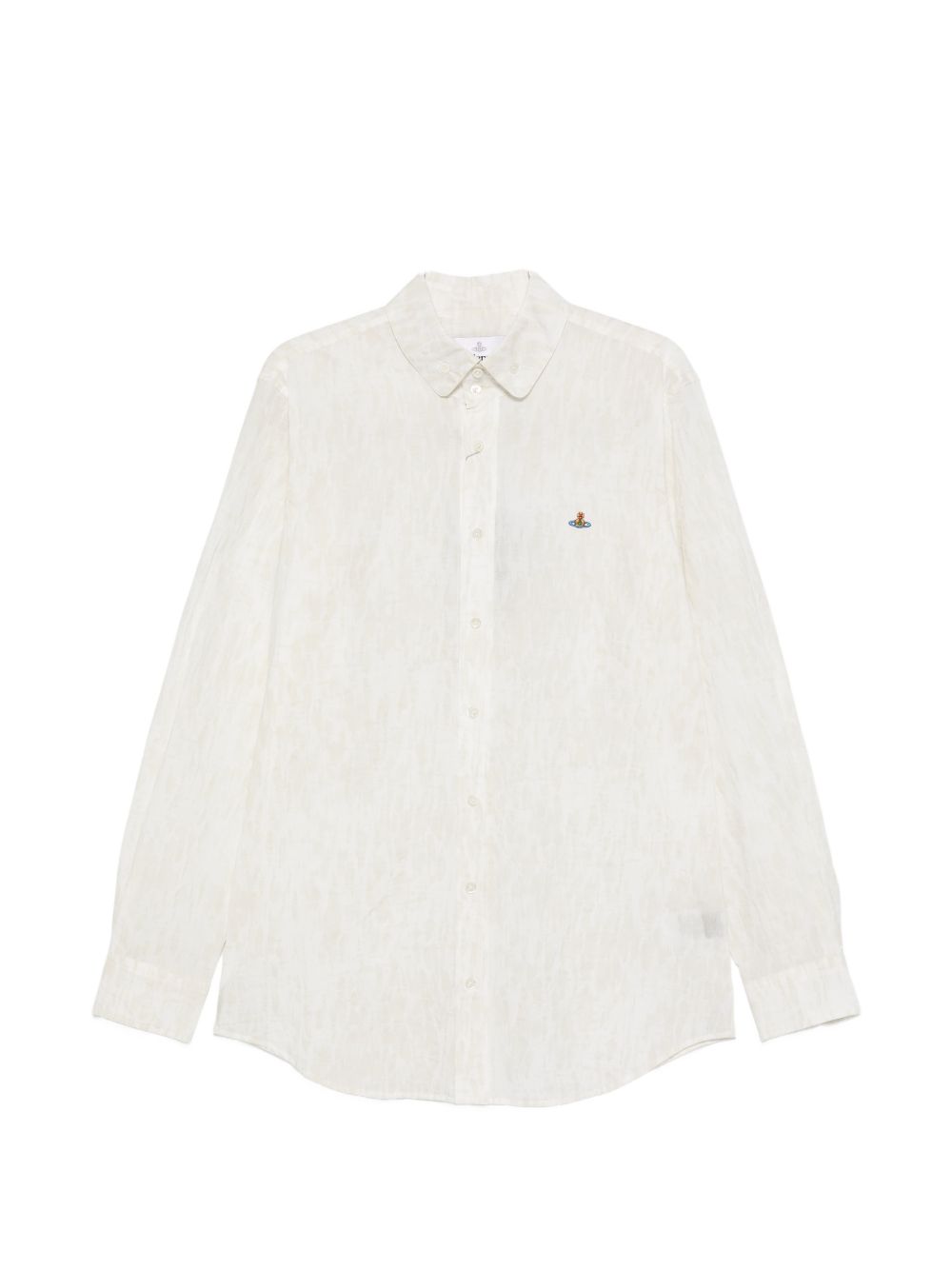 White Tonal Pattern Button-Up Shirt