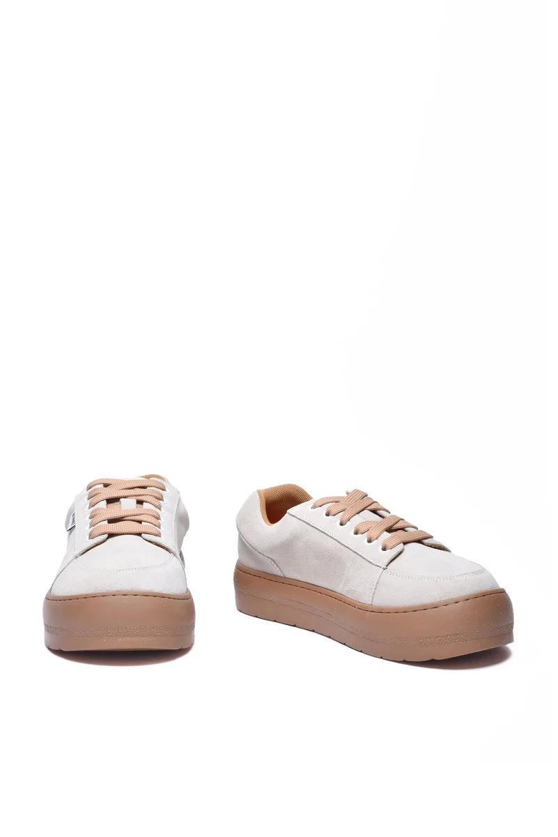 Suede Sneakers - Beige/Brown
