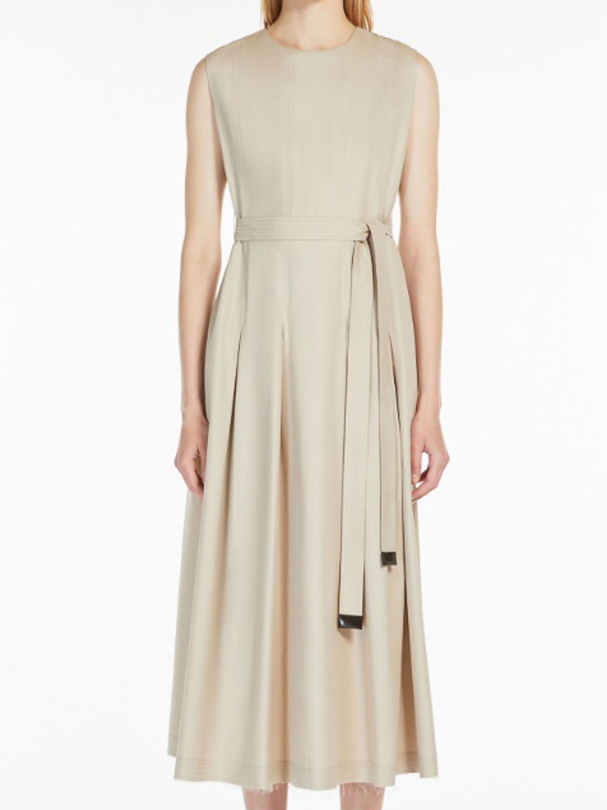 Sleeveless Midi Dress with Fitted Waist