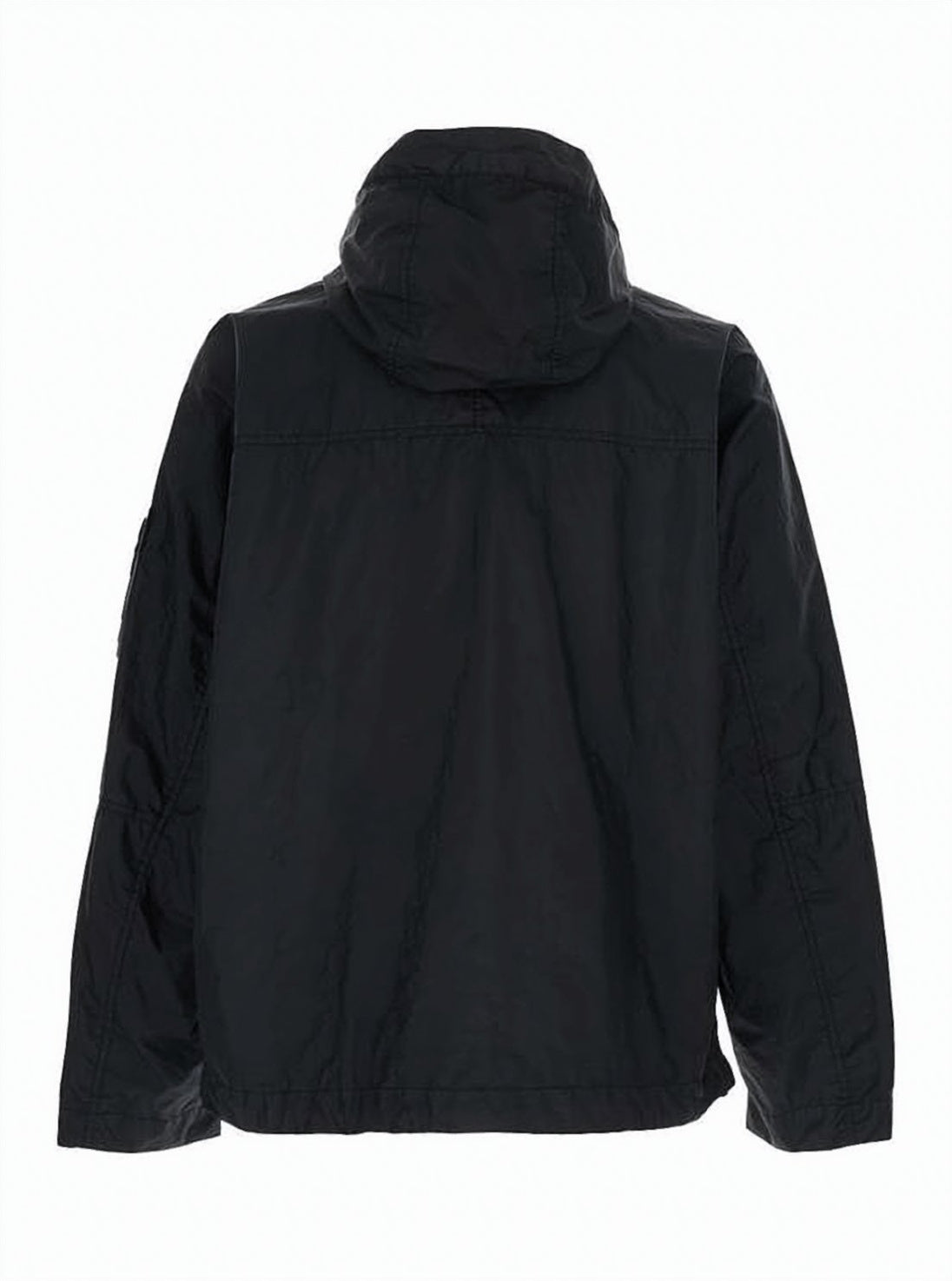 Black Hooded Jacket with Logo Patch