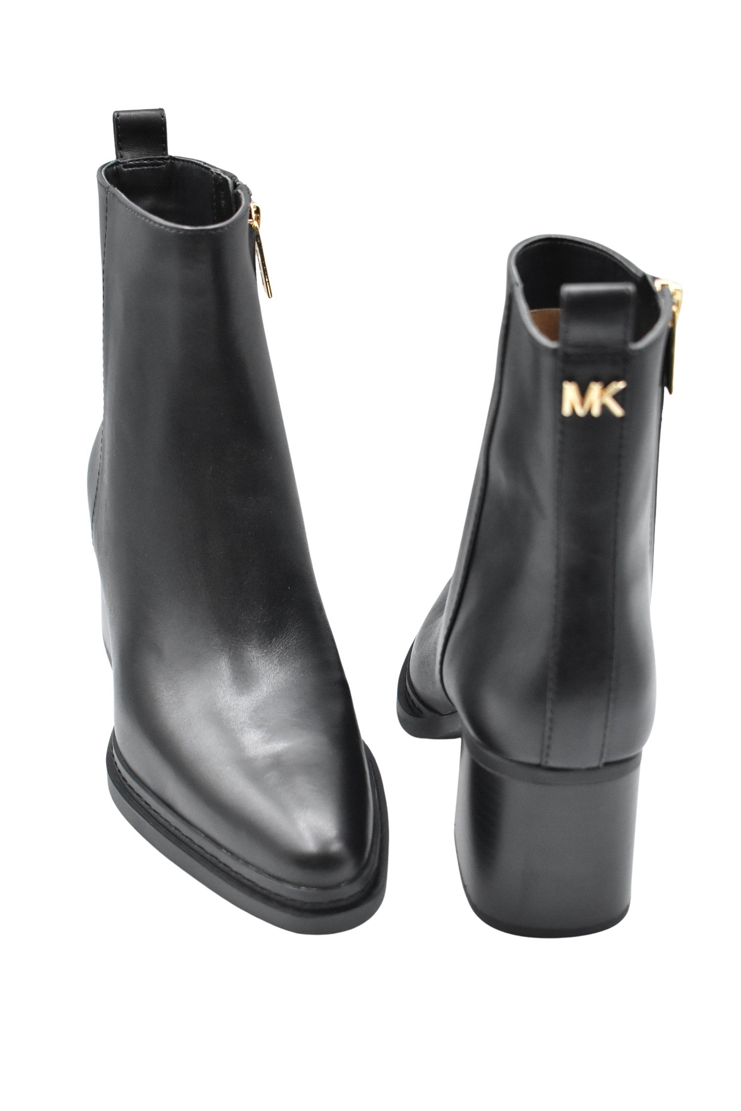 Smooth Black Leather Ankle Boots