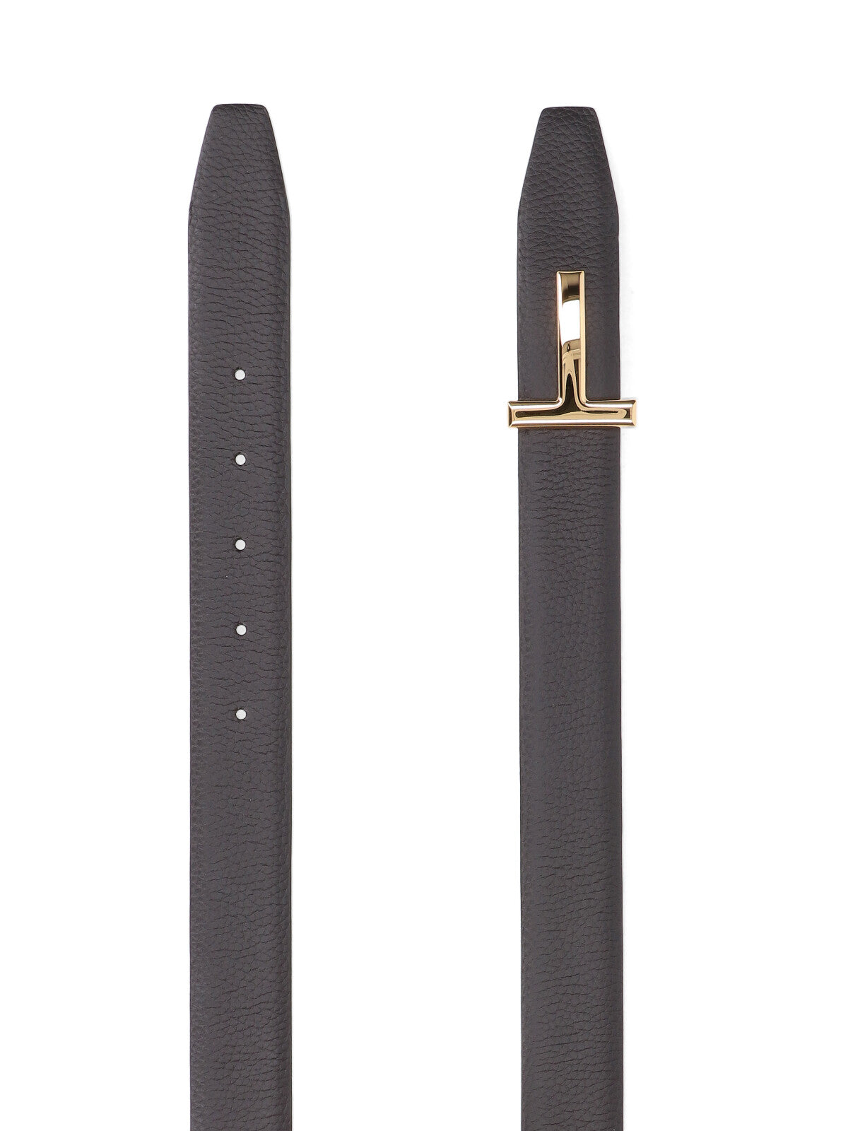 Dark Brown Hammered Leather T Icon Belt