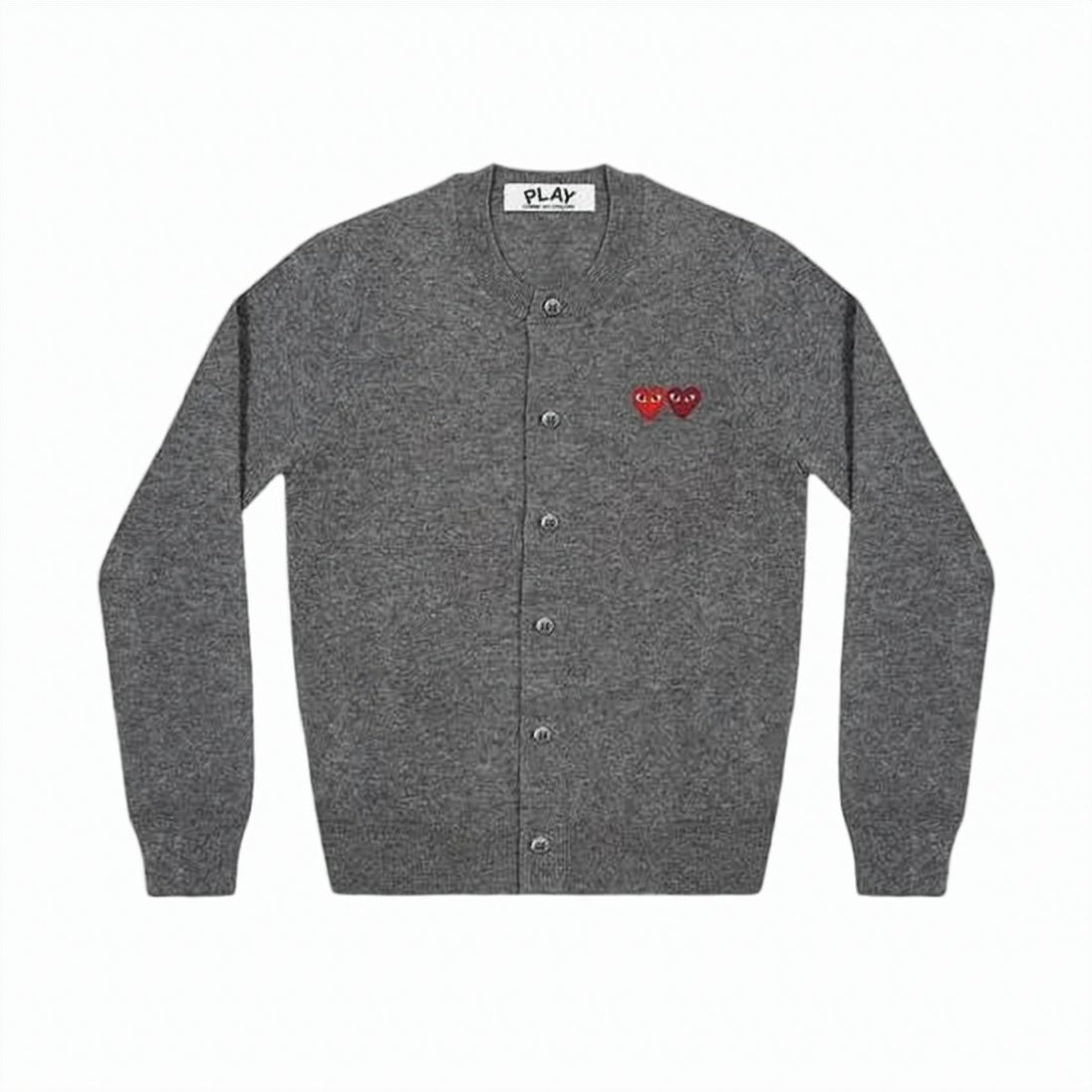 Wool Cardigan with Double Heart Emblem