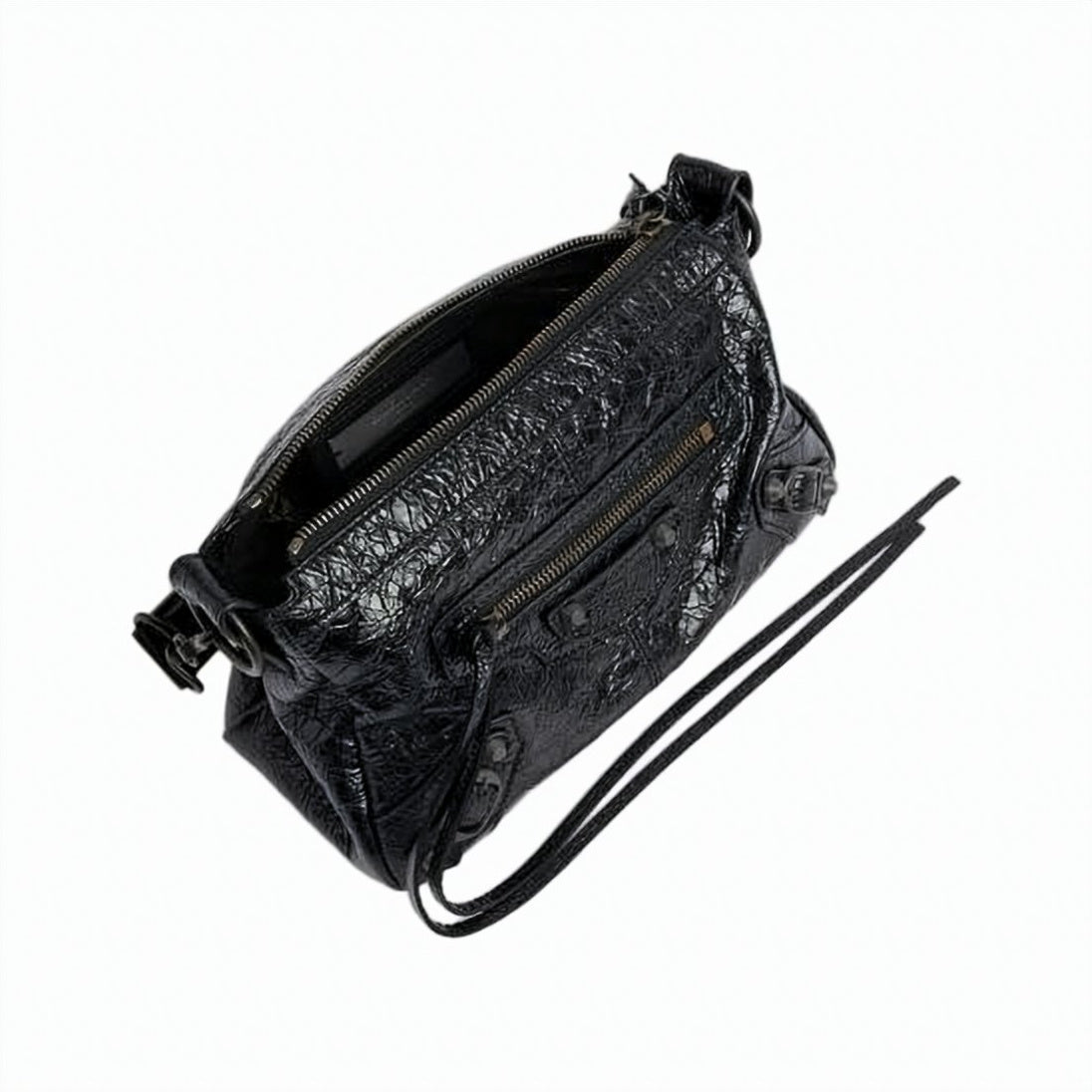 Textured Lambskin Shoulder Bag with Glossy Finish