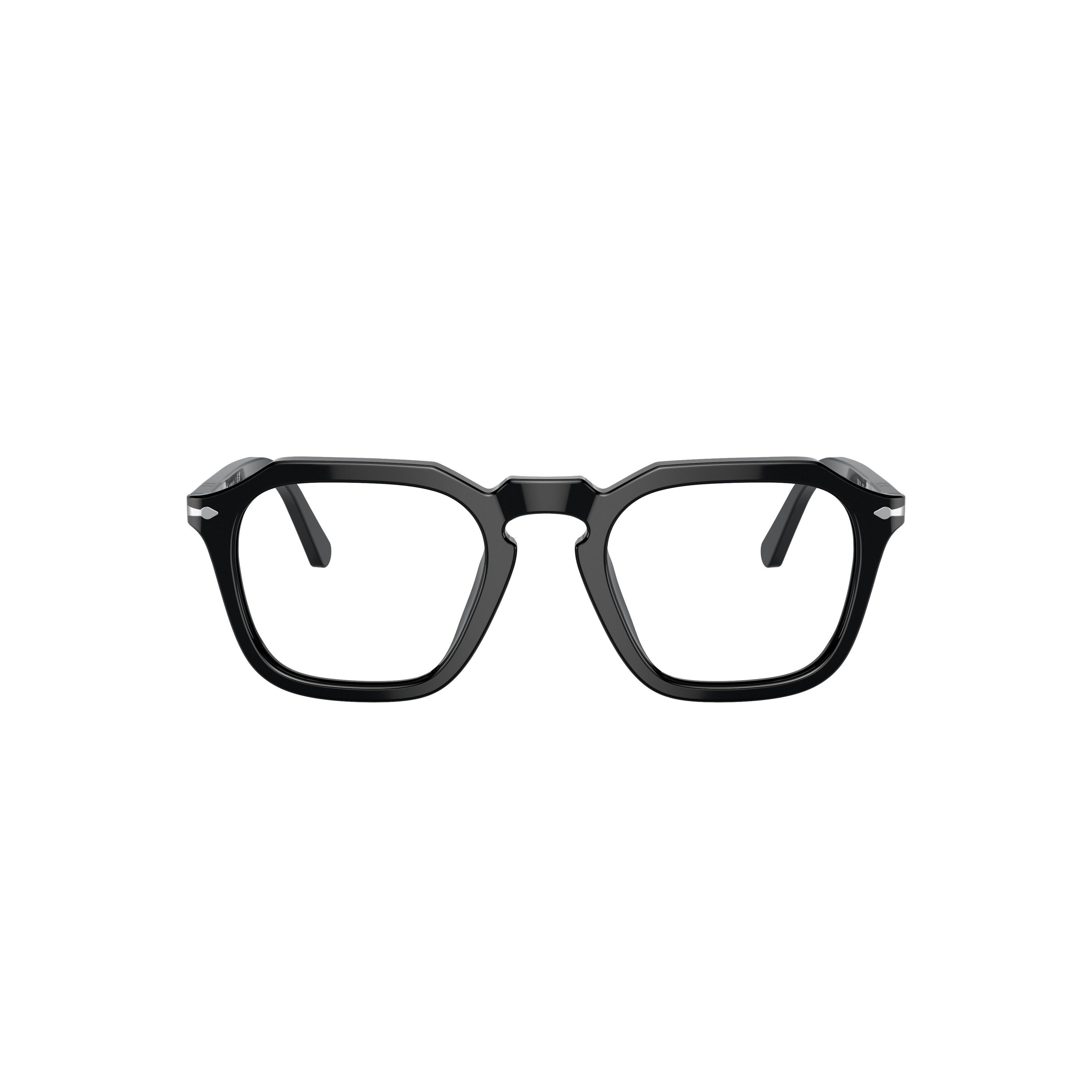 0po3292v Geometric Black Acetate Eyeglasses with Silver Accents
