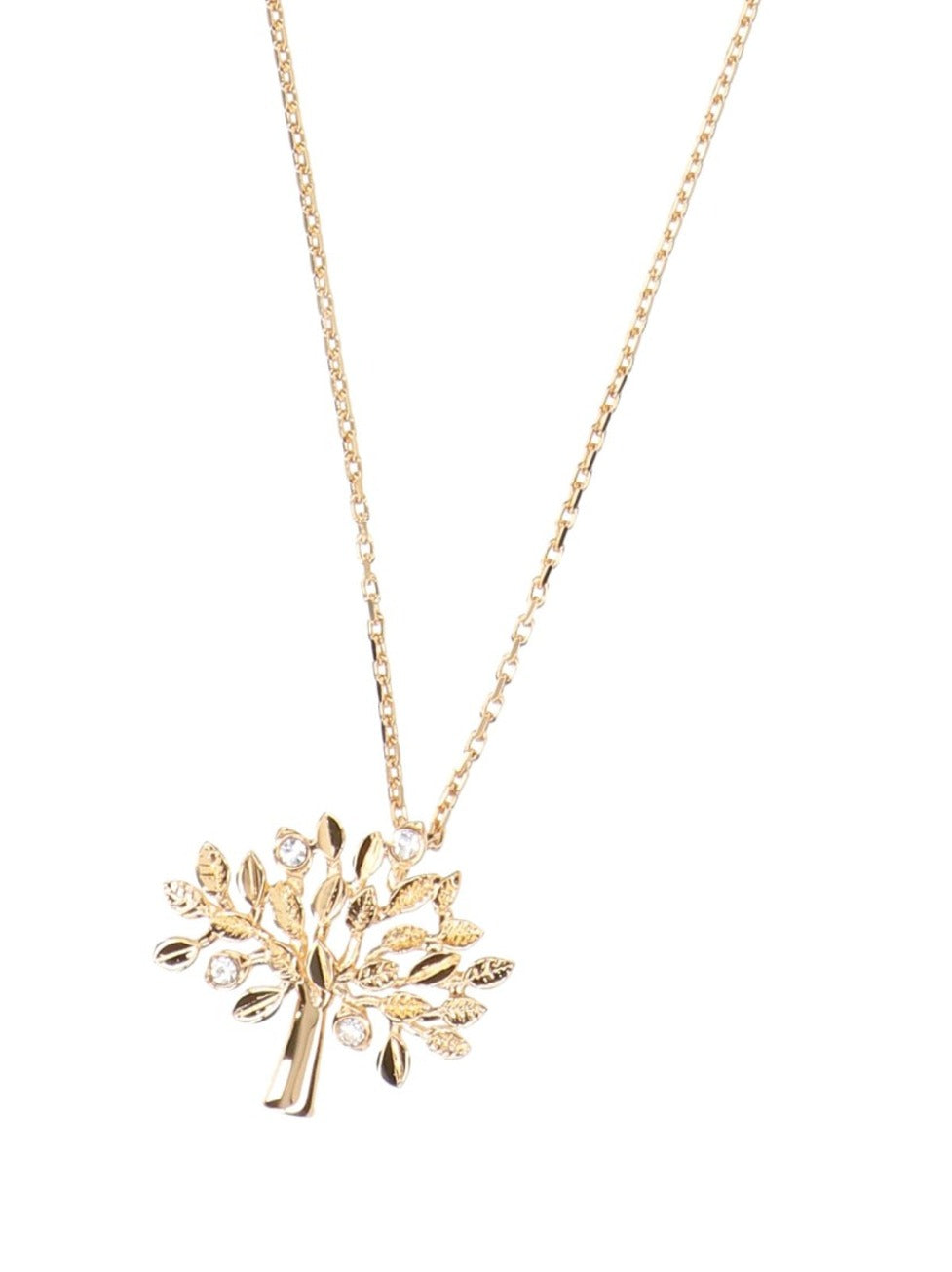 "Tree" Necklace – Gold-Tone Brass With Crystals