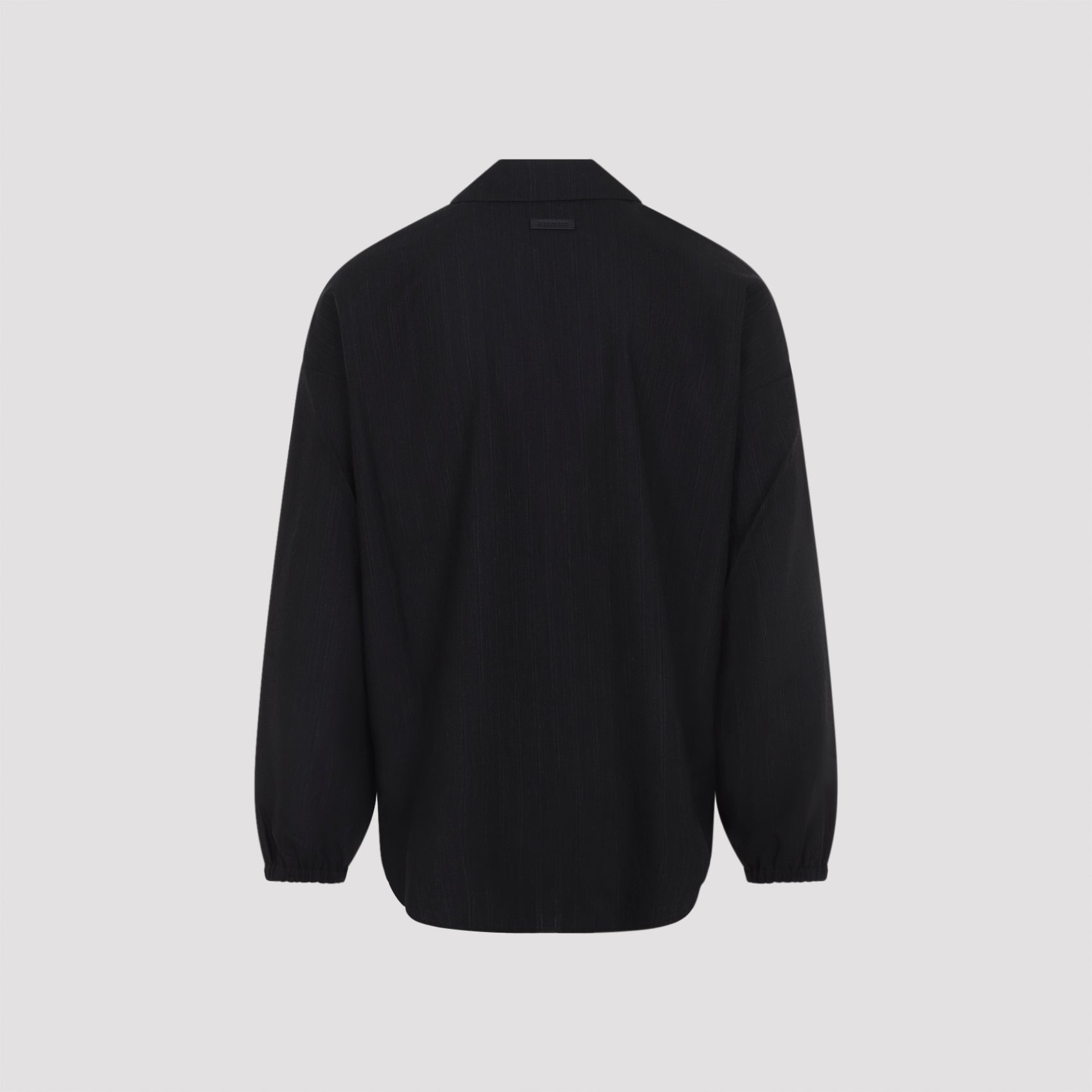 Black Virgin Wool Shirt with Classic Collar