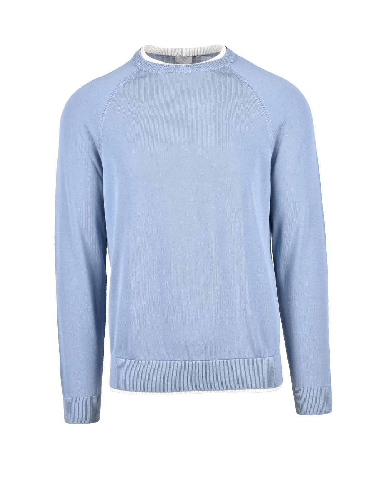 Light Blue Men Cotton Crew Neck Sweater