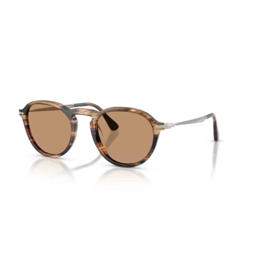 0po3383s Rounded Tortoiseshell Acetate Sunglasses with Metal Temples