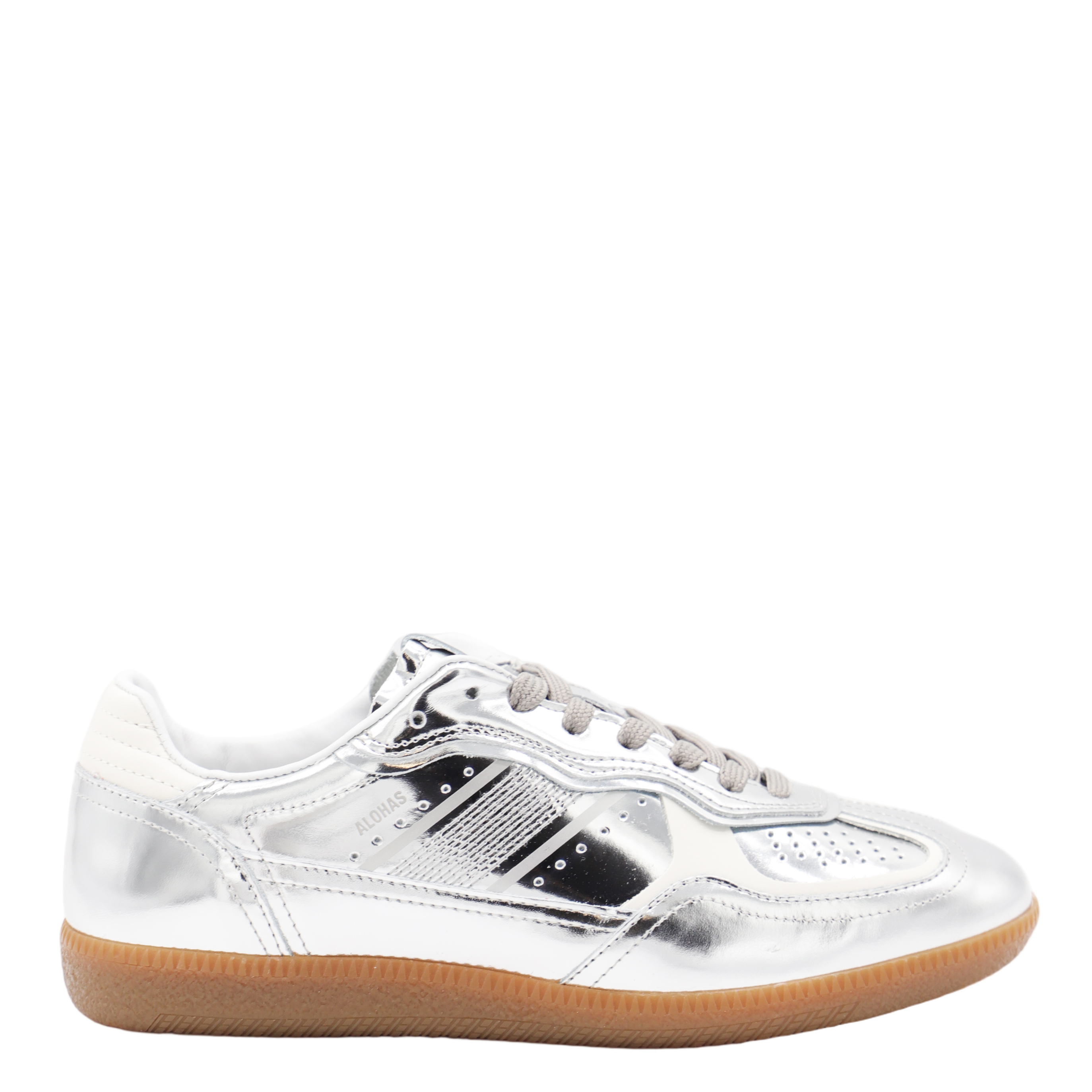 Reflective Silver Sneakers with Perforated Detailing