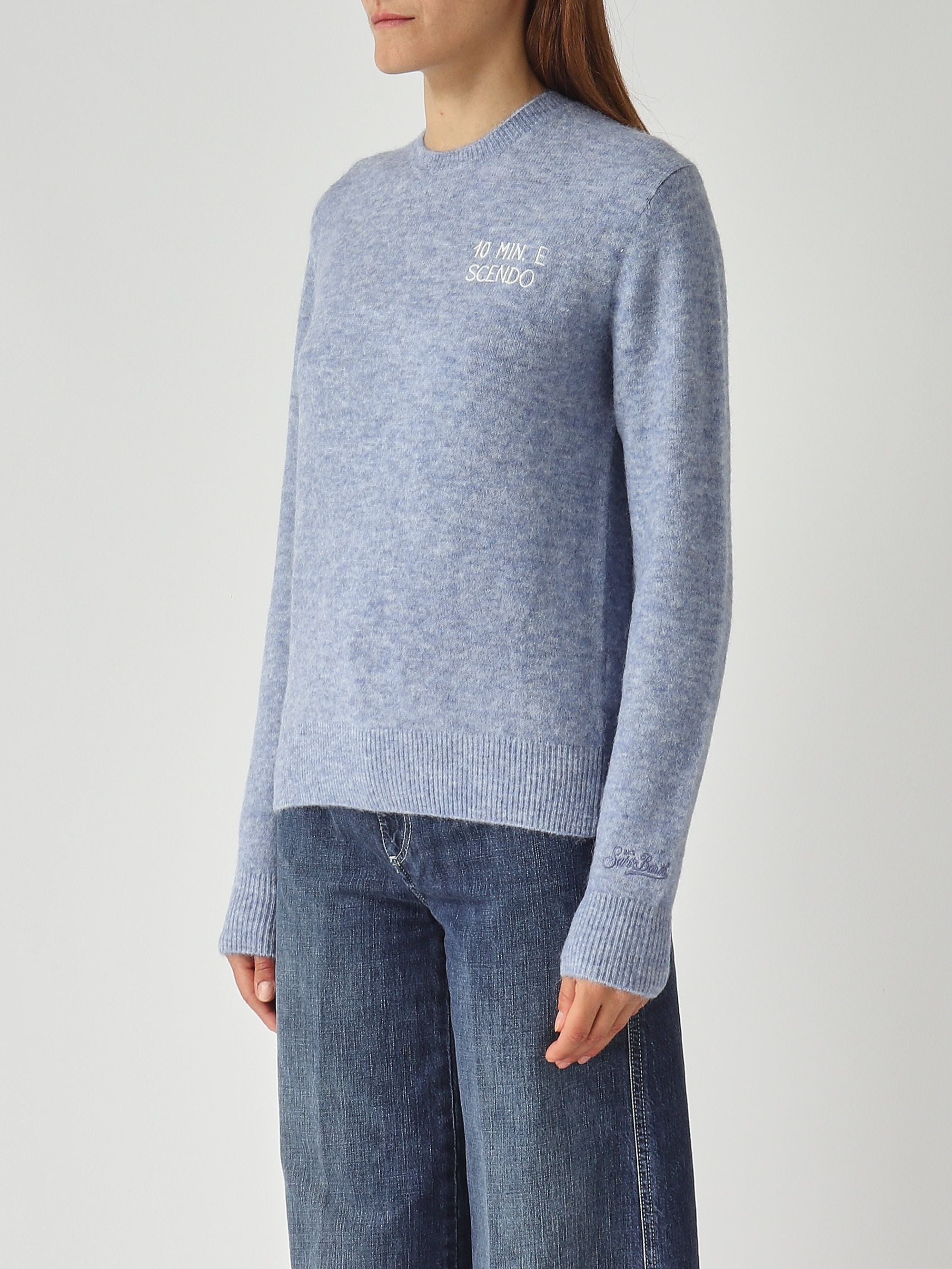 Alpaca Knit Sweater With Ribbed Finishing