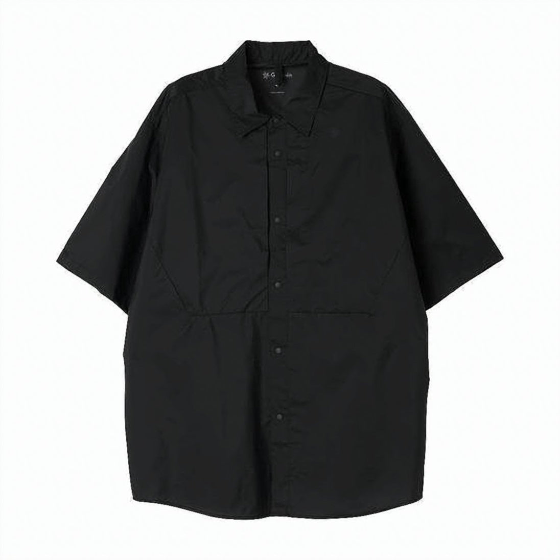 Black Short-Sleeved Shirt with Button-Down Front