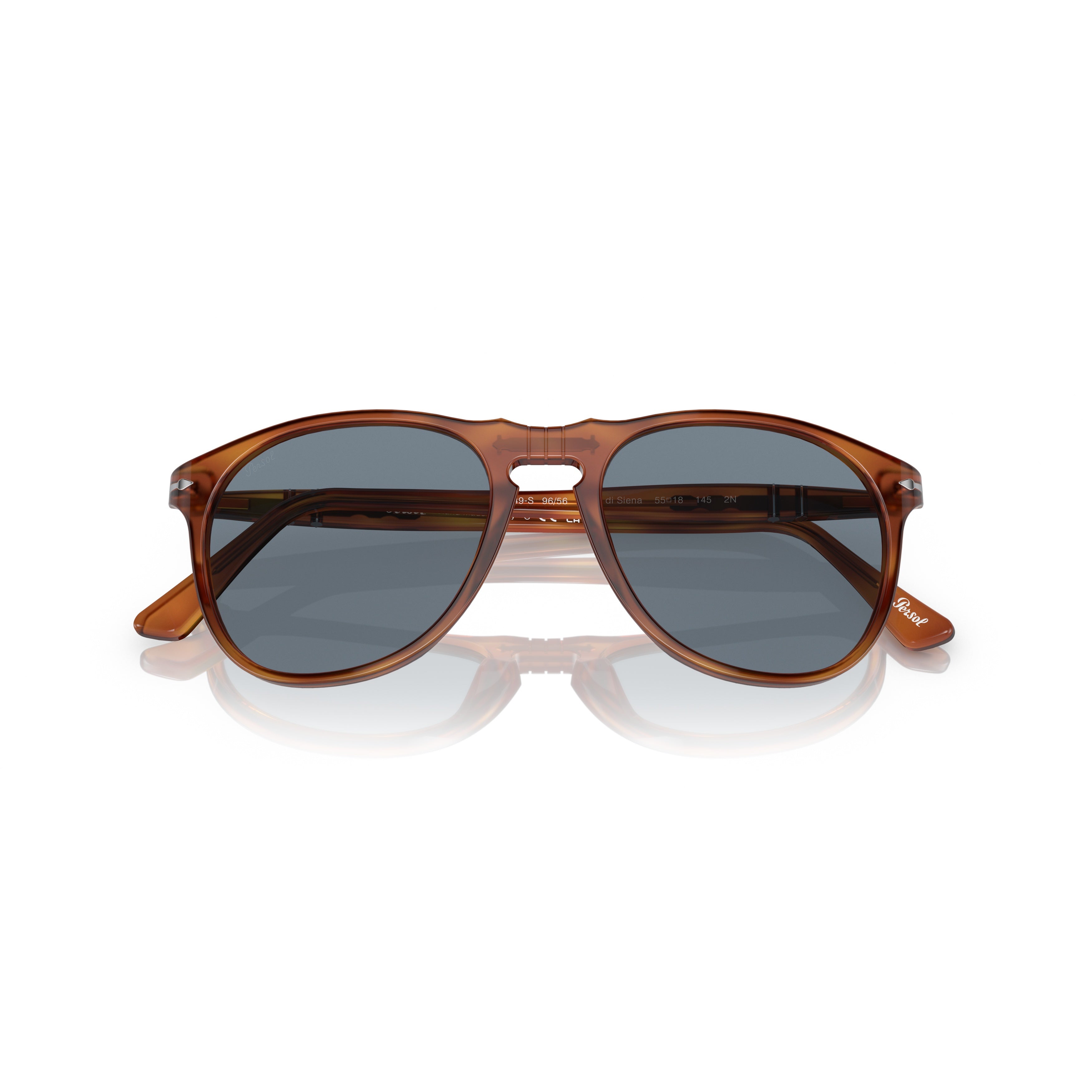 0po9649s Translucent Brown Acetate Sunglasses with Round Frame