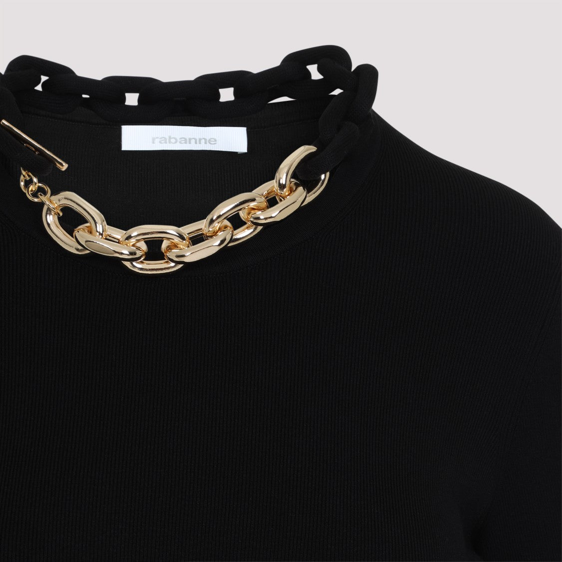 Black Silk-Cotton Blend Dress With Chain Detail